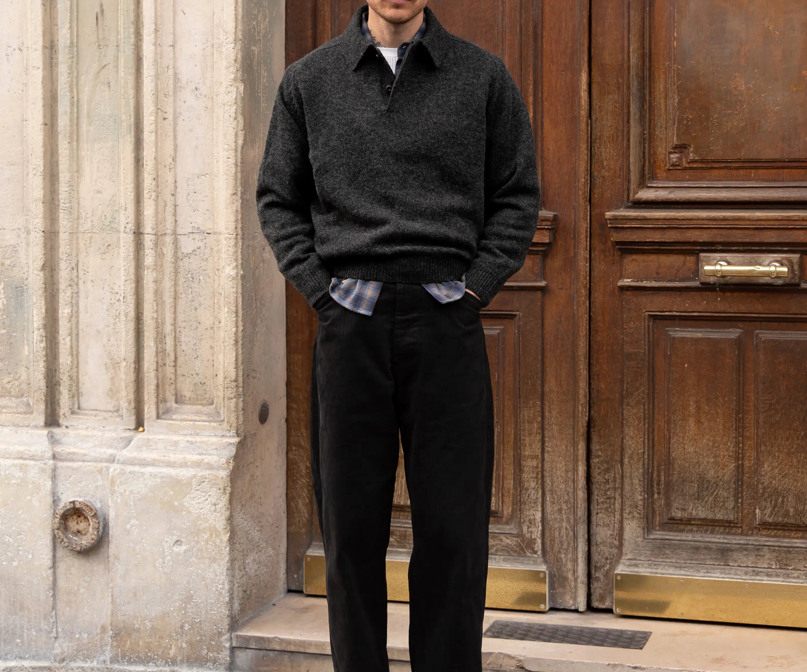 THE BEST SHETLAND POLO Knitwear X-SMALL / CHARCOAL - BRUT Clothing US