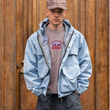 THE RAIN CROPPED JACKET Coats & Jackets X-SMALL / SKY BLUE - BRUT Clothing US