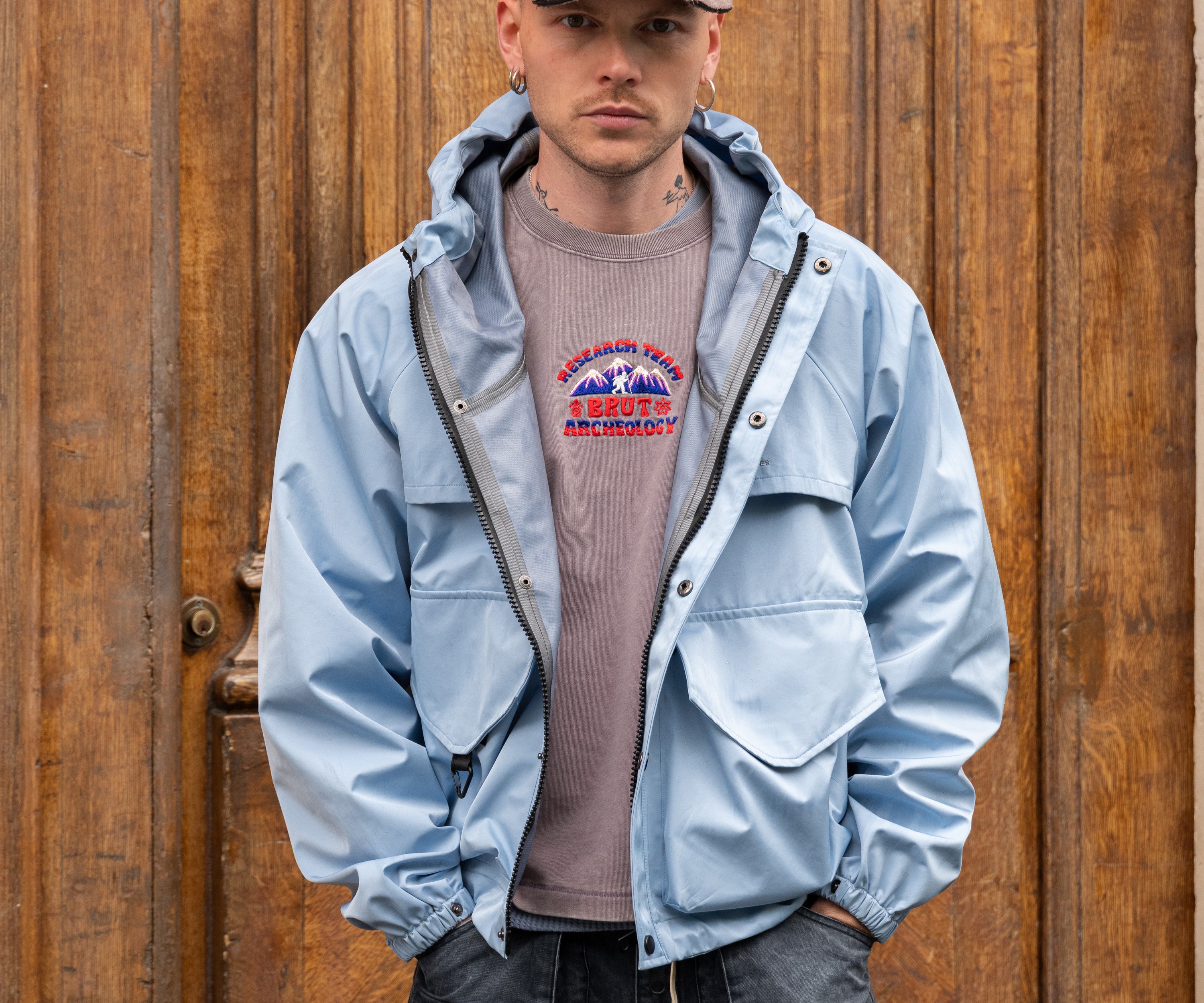 THE RAIN CROPPED JACKET Coats & Jackets X-SMALL / SKY BLUE - BRUT Clothing US