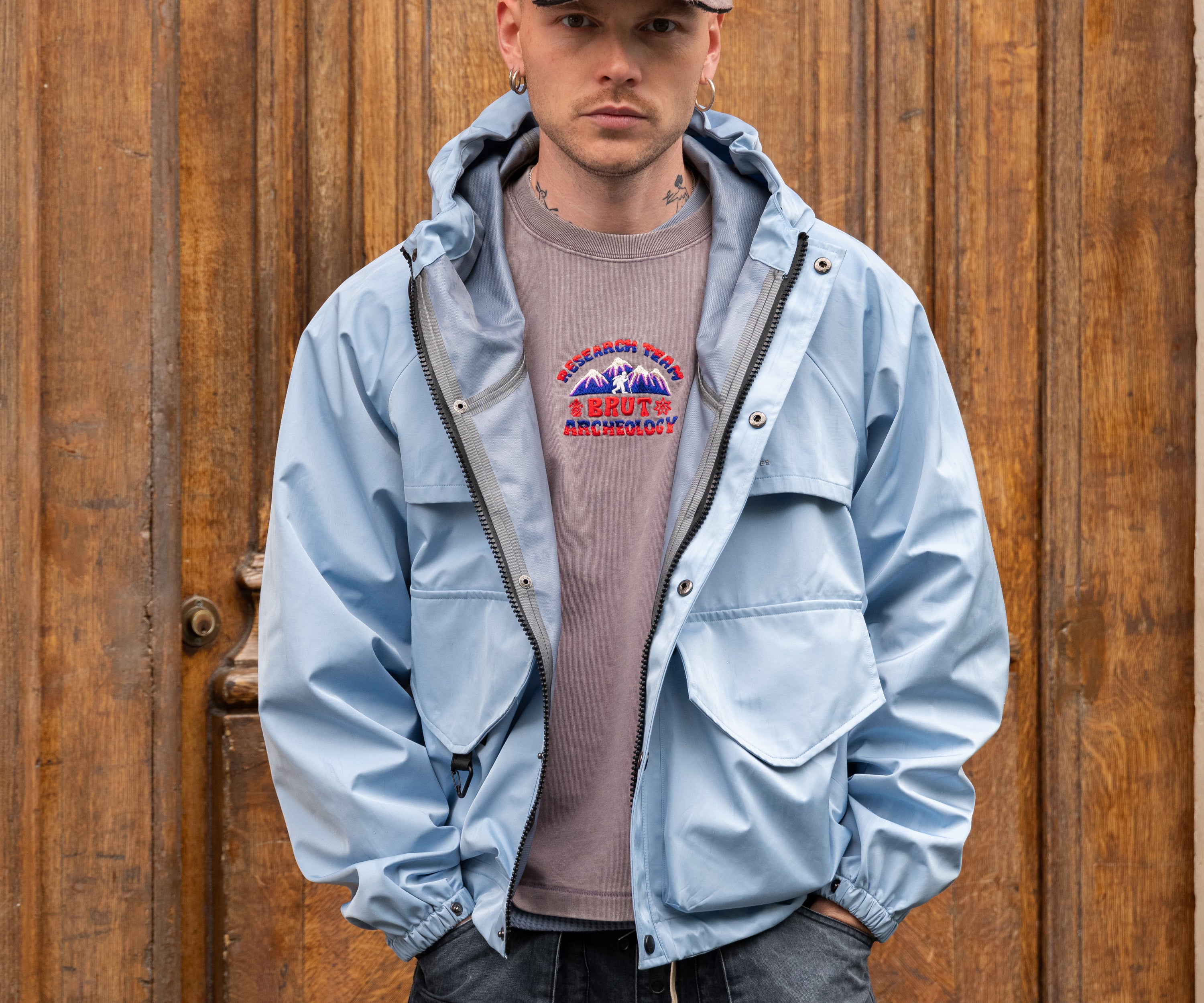 THE RAIN CROPPED JACKET Coats & Jackets X-SMALL / SKY BLUE - BRUT Clothing US