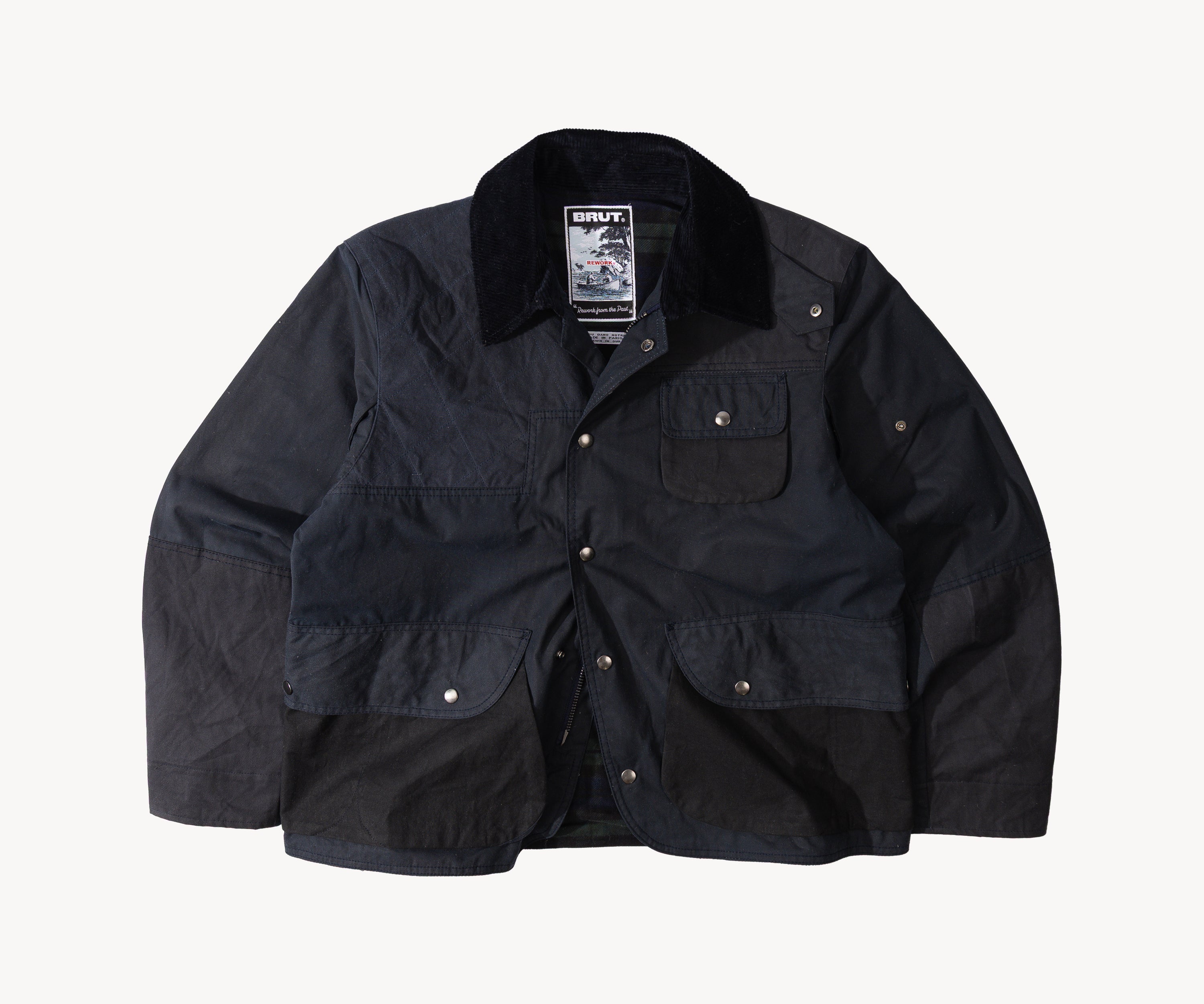 REWORK® STORMFISHER WAX JACKET - N° 008 Coats & Jackets SMALL / BLUE - BRUT Clothing US
