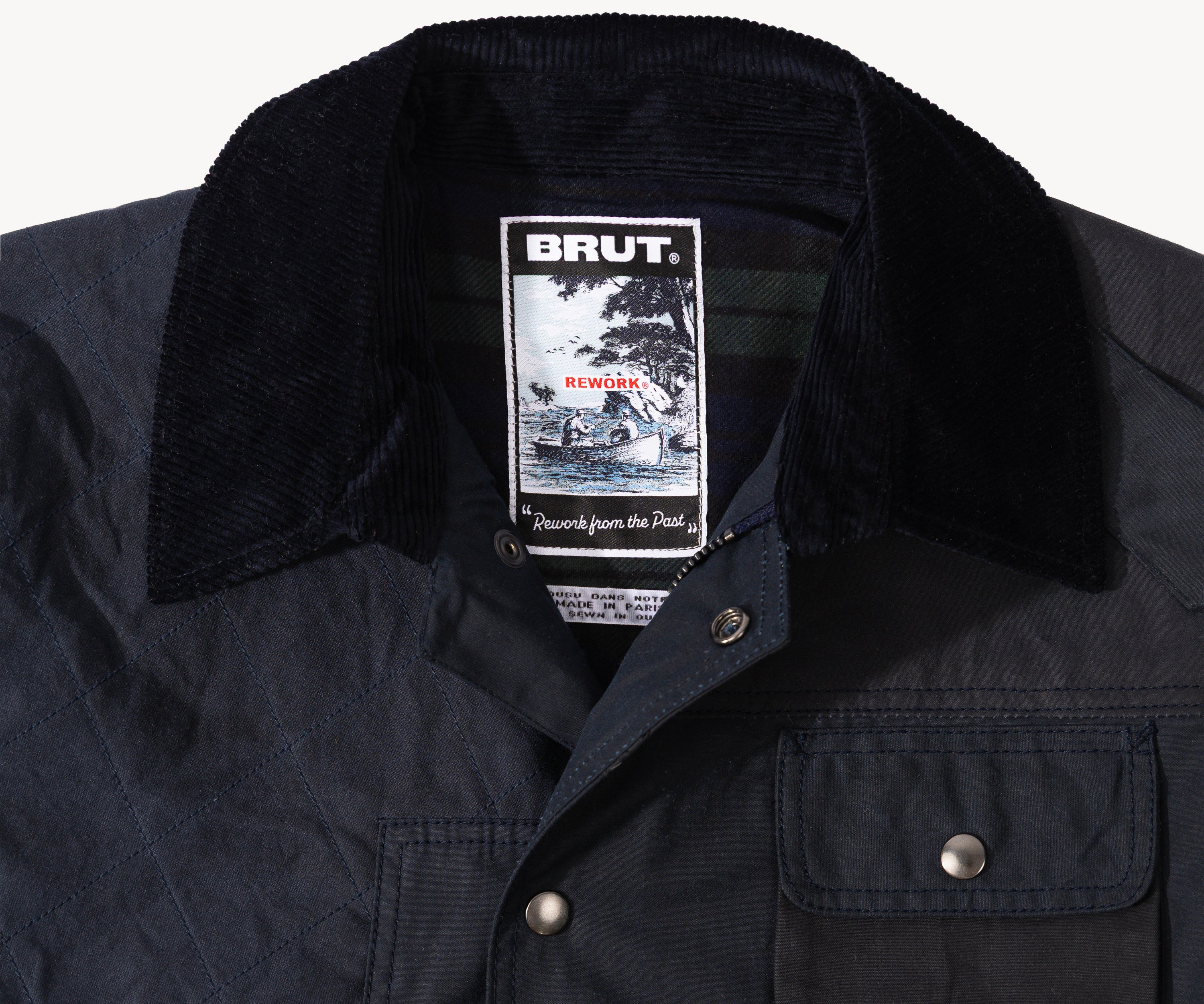 REWORK® STORMFISHER WAX JACKET - N° 008 Coats & Jackets SMALL / BLUE - BRUT Clothing US