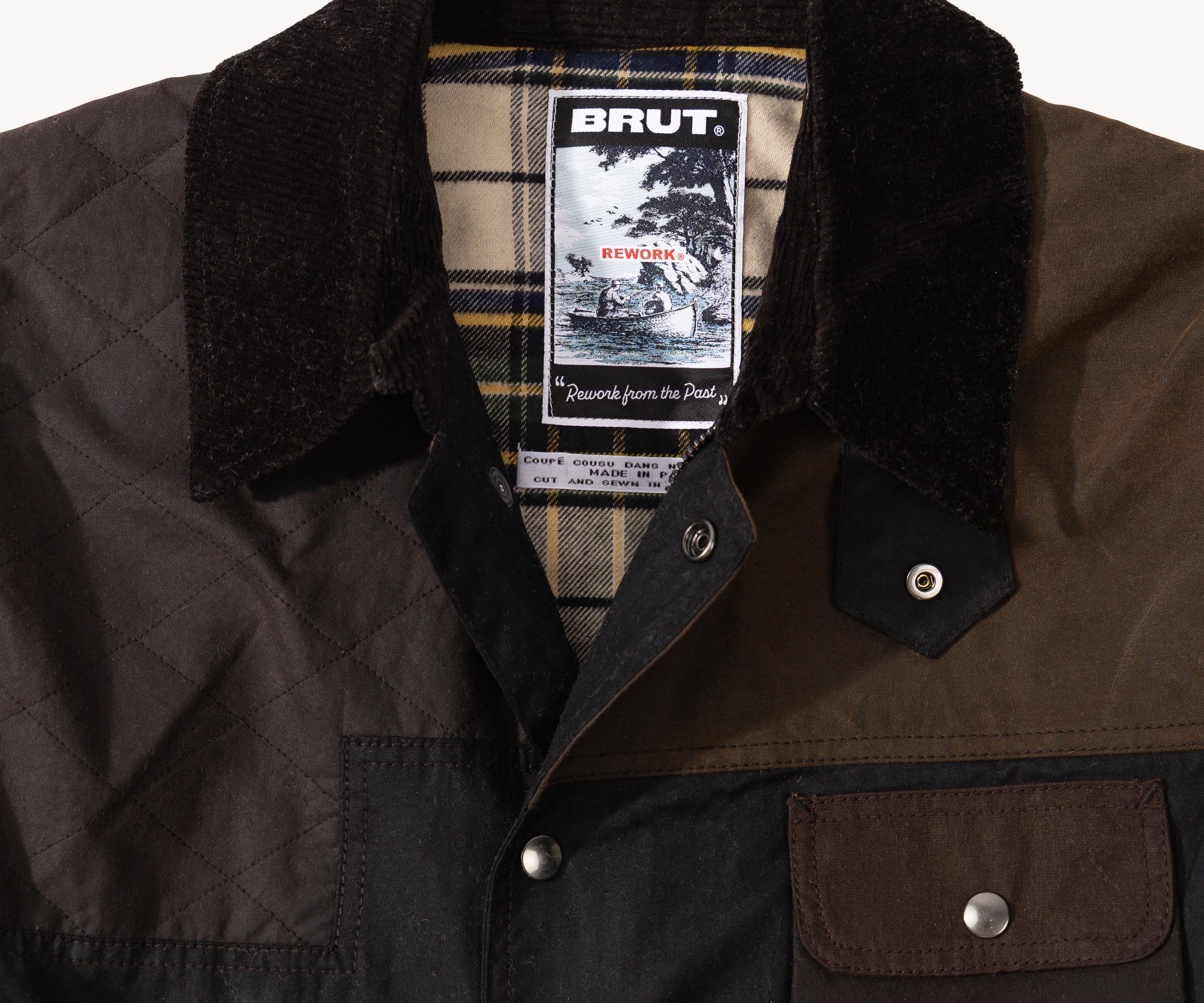 REWORK® STORMFISHER WAX JACKET - N° 028 Coats & Jackets LARGE / BROWN - BRUT Clothing US