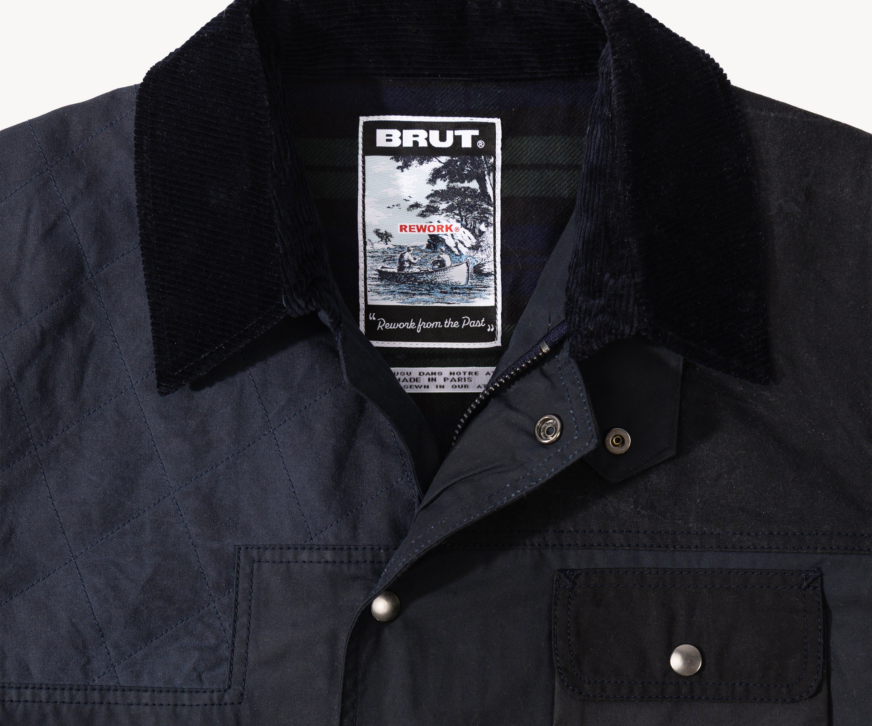 REWORK® STORMFISHER WAX JACKET - N° 037 Coats & Jackets LARGE / BLUE - BRUT Clothing US
