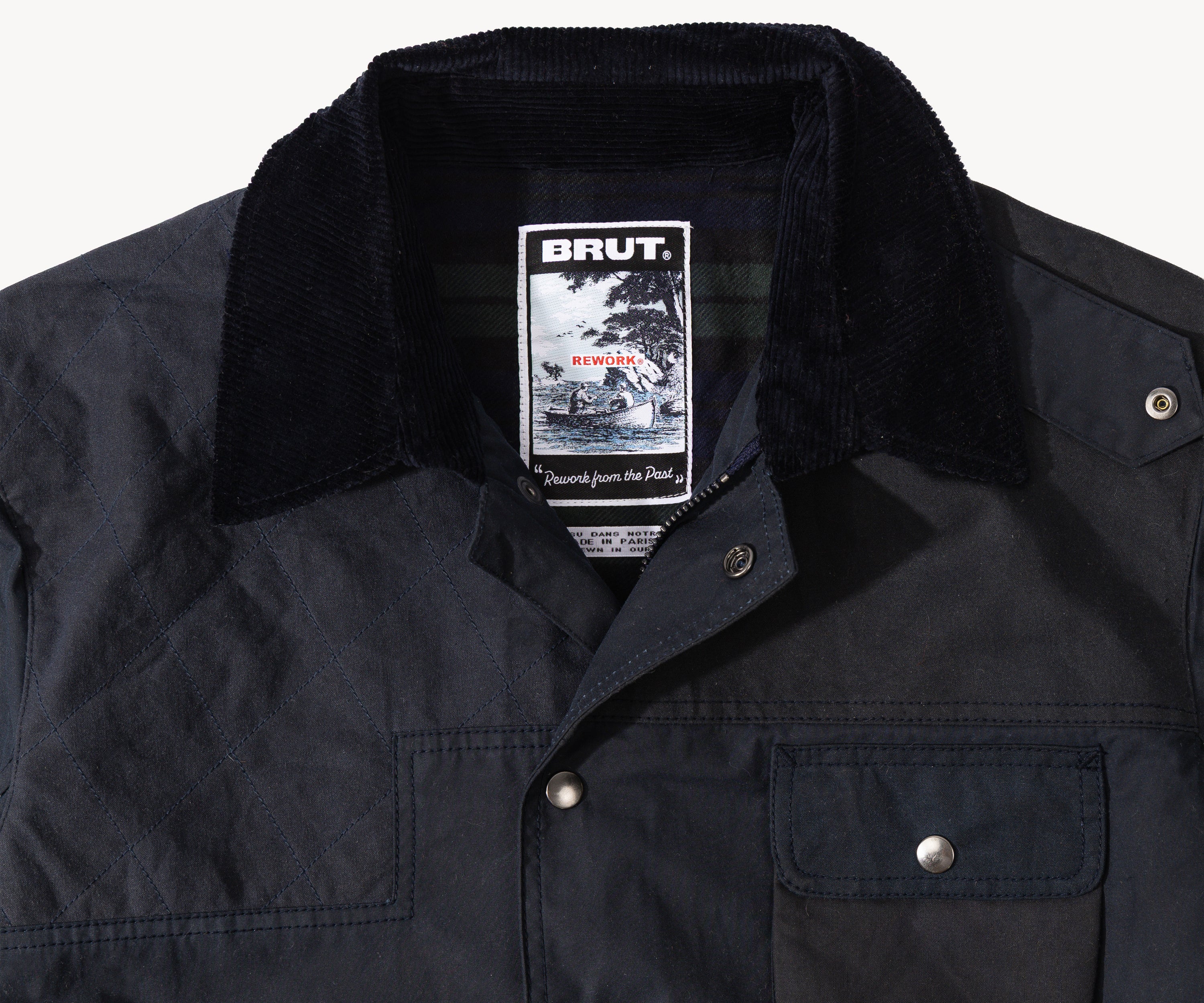 REWORK® STORMFISHER WAX JACKET - N° 038 Coats & Jackets LARGE / BLUE - BRUT Clothing US