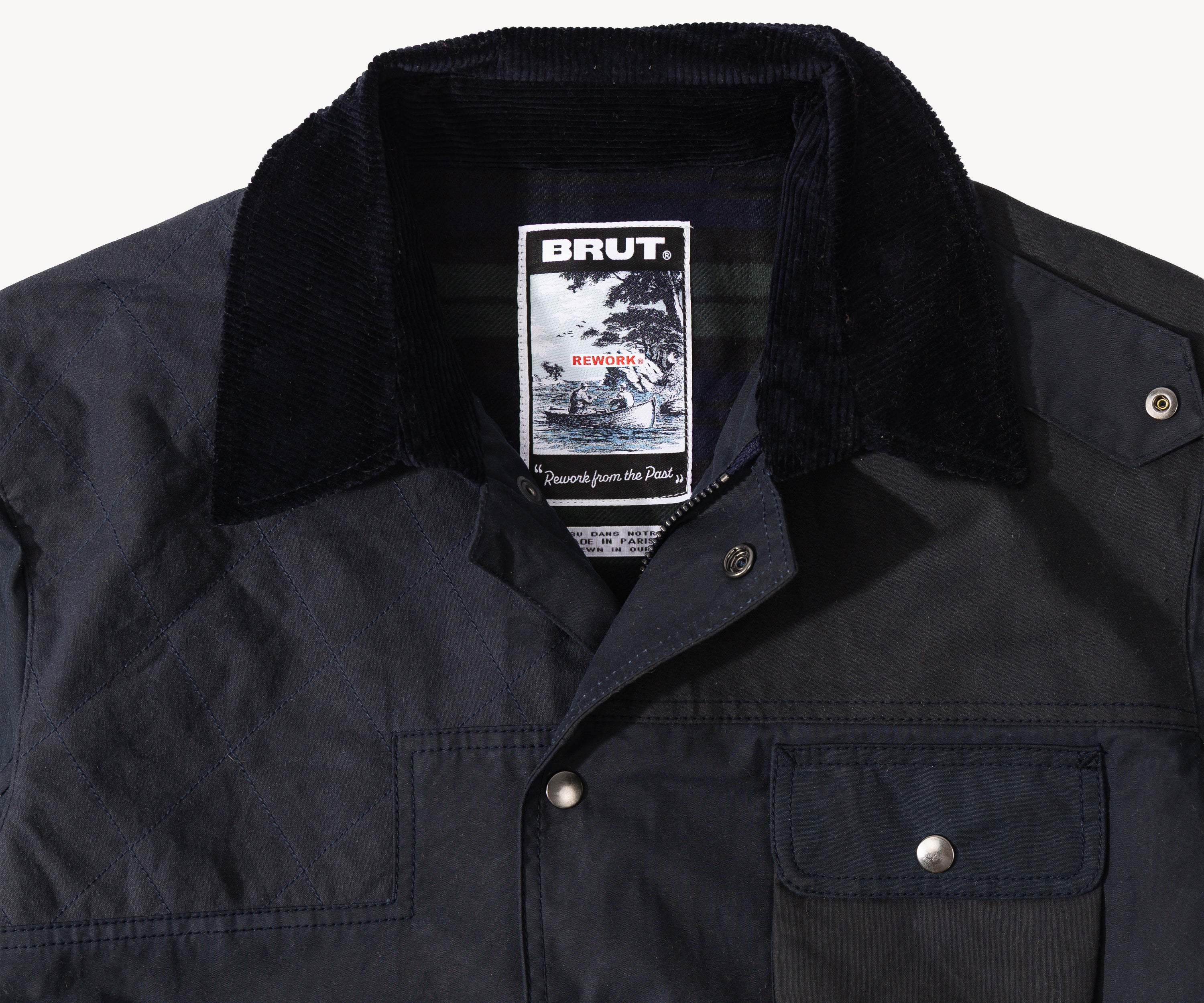 REWORK® STORMFISHER WAX JACKET - N° 038 Coats & Jackets LARGE / BLUE - BRUT Clothing US