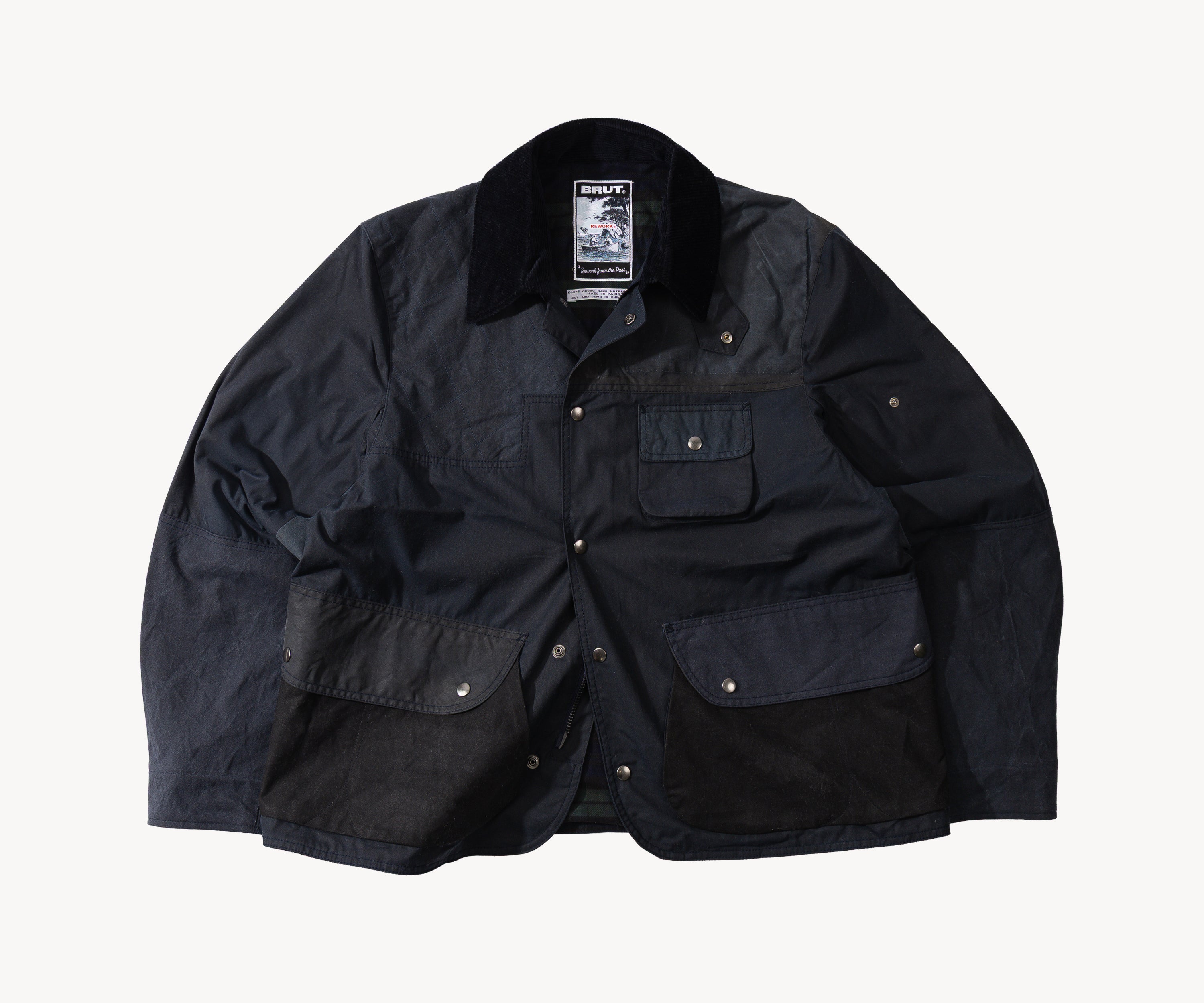 REWORK® STORMFISHER WAX JACKET - N° 045 Coats & Jackets X-LARGE / BLUE - BRUT Clothing US