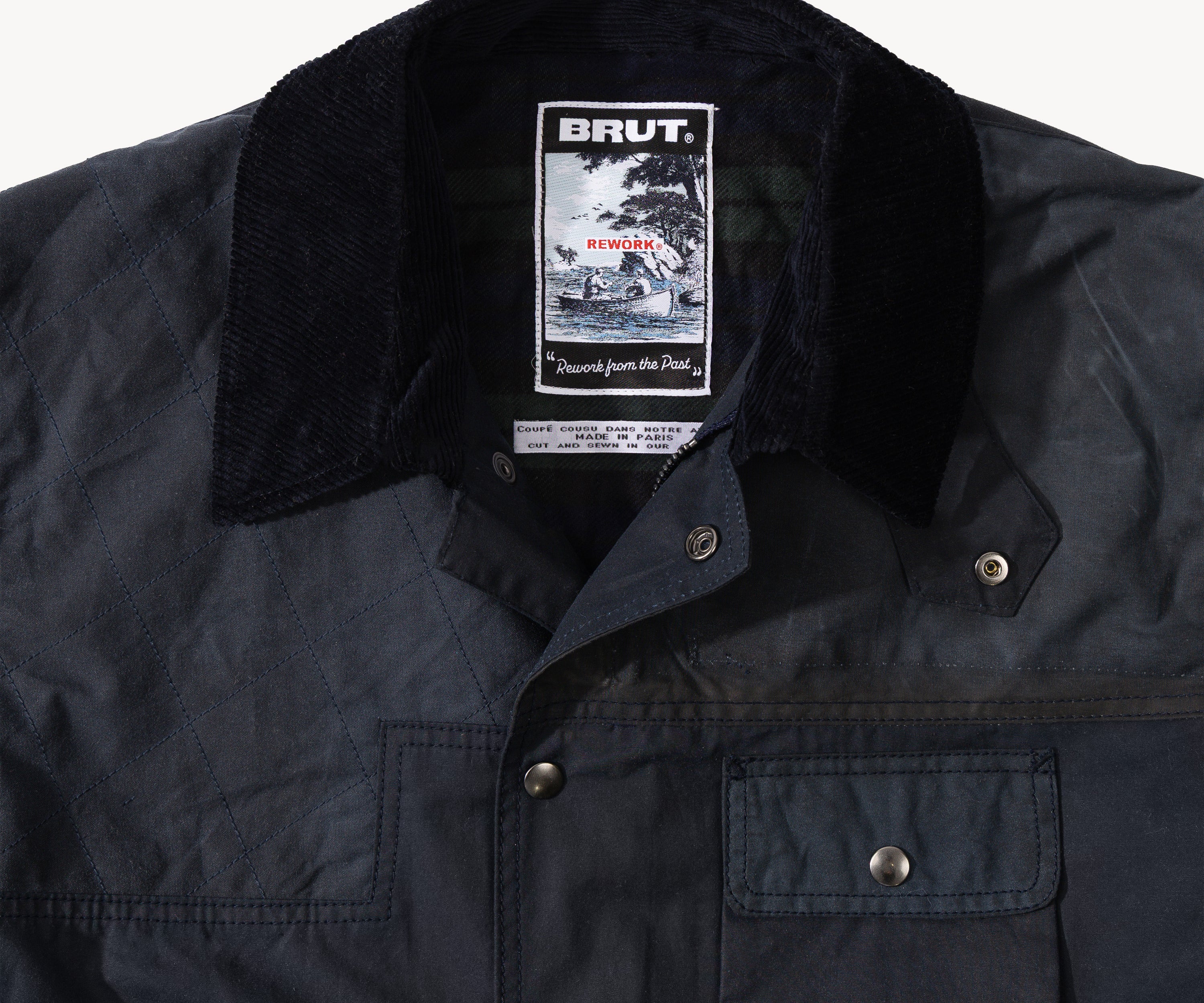 REWORK® STORMFISHER WAX JACKET - N° 045 Coats & Jackets X-LARGE / BLUE - BRUT Clothing US