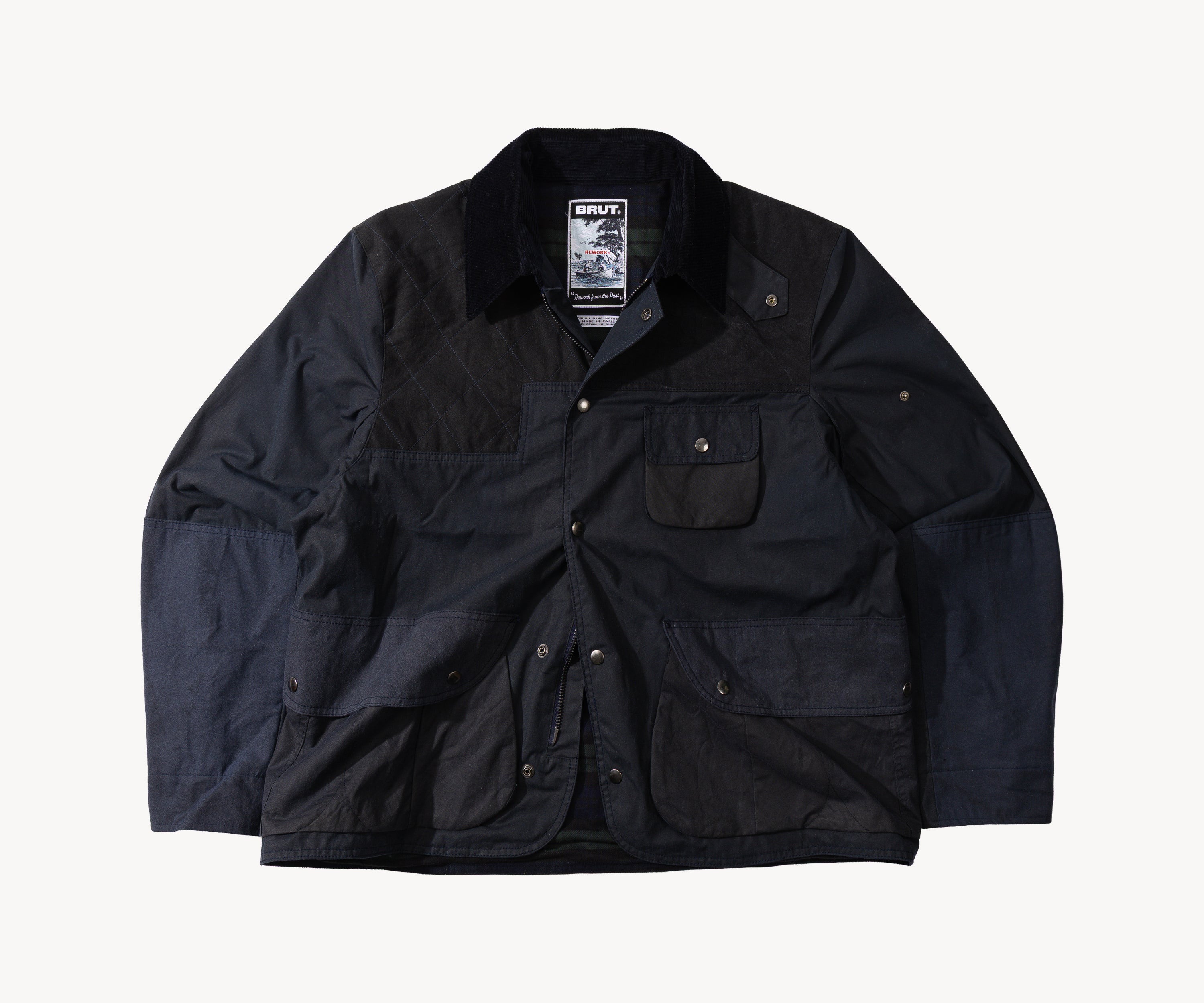 REWORK® STORMFISHER WAX JACKET - N° 047 Coats & Jackets X-LARGE / BLUE - BRUT Clothing US