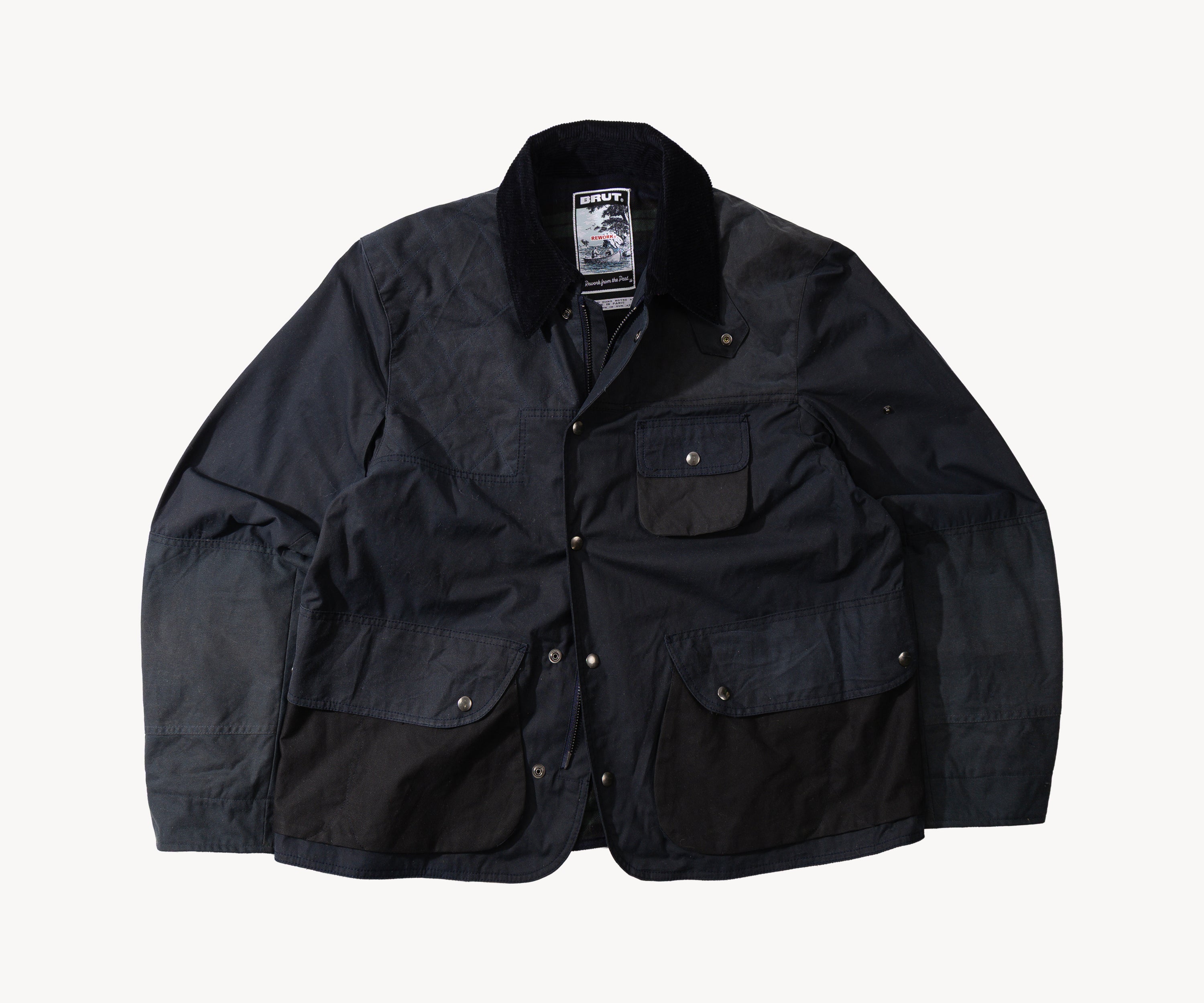 REWORK® STORMFISHER WAX JACKET - N° 048 Coats & Jackets X-LARGE / BLUE - BRUT Clothing US