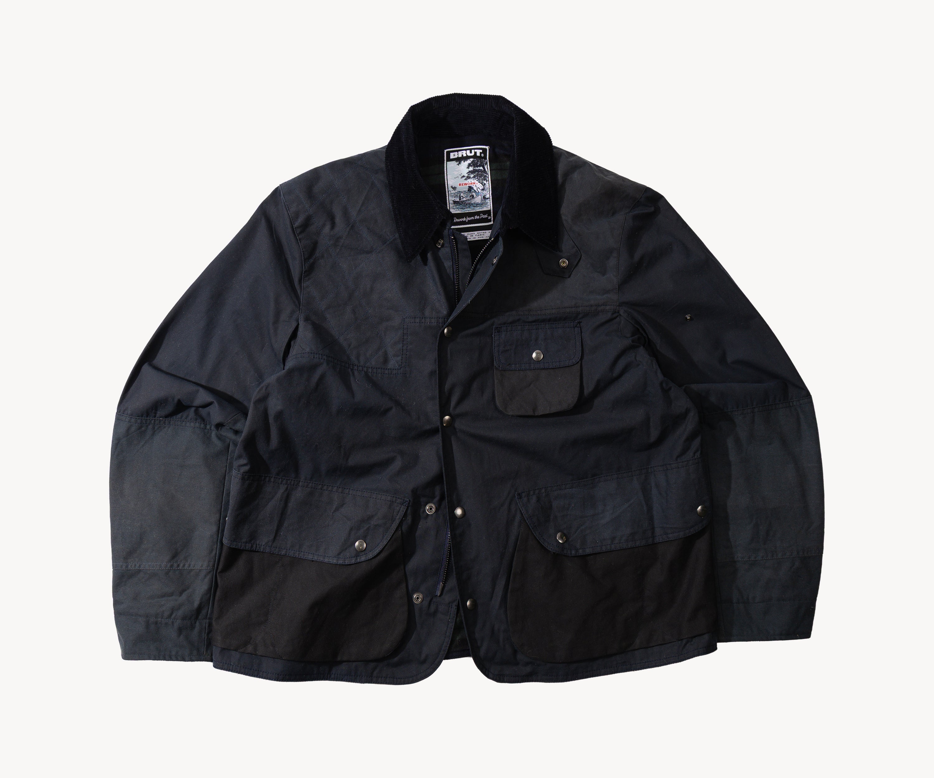 REWORK® STORMFISHER WAX JACKET - N° 048 Coats & Jackets X-LARGE / BLUE - BRUT Clothing US