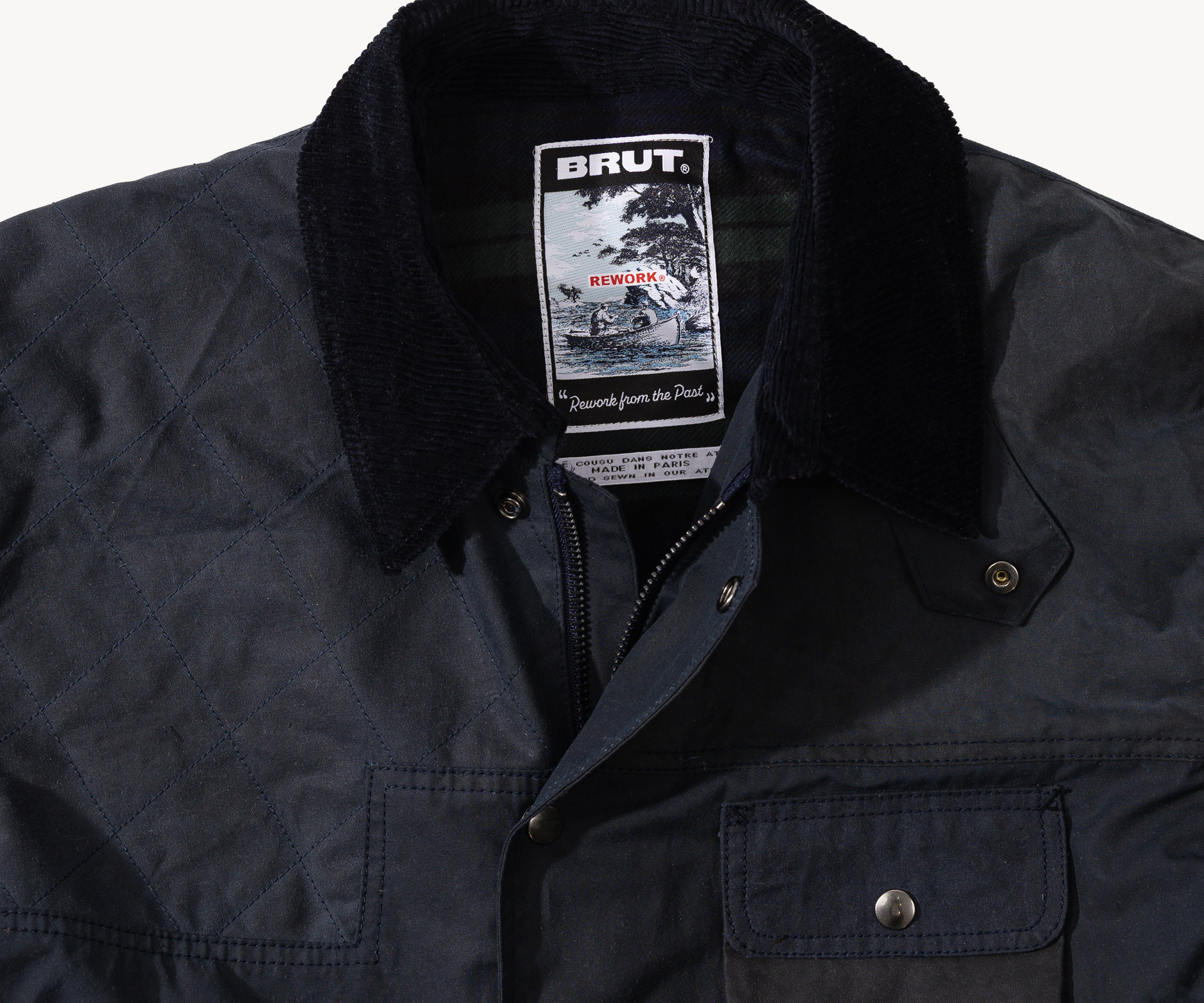 REWORK® STORMFISHER WAX JACKET - N° 048 Coats & Jackets X-LARGE / BLUE - BRUT Clothing US