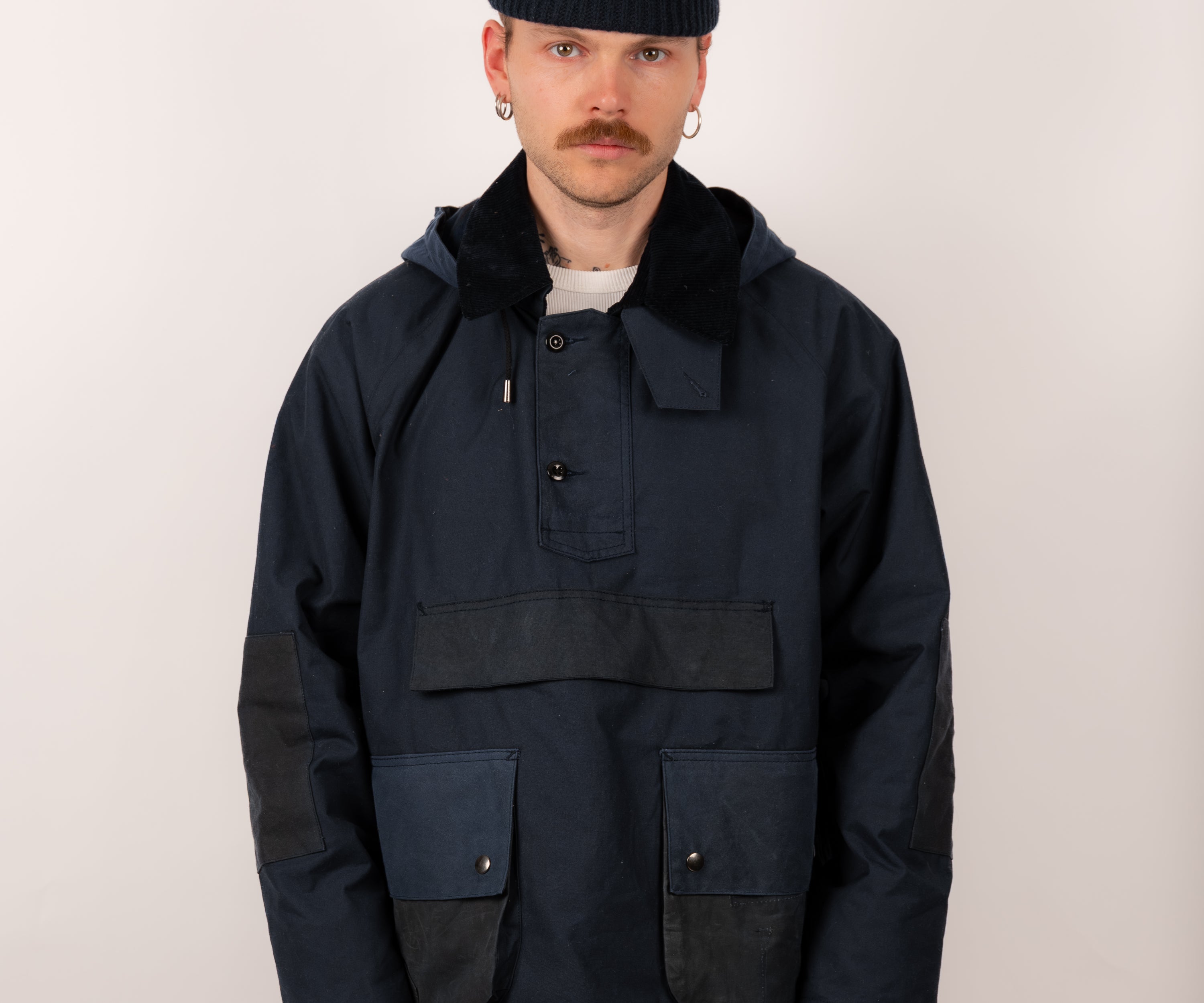 REWORK® POP-OVER WAX JACKET - N° 015 Coats & Jackets BLUE / MEDIUM - BRUT Clothing US