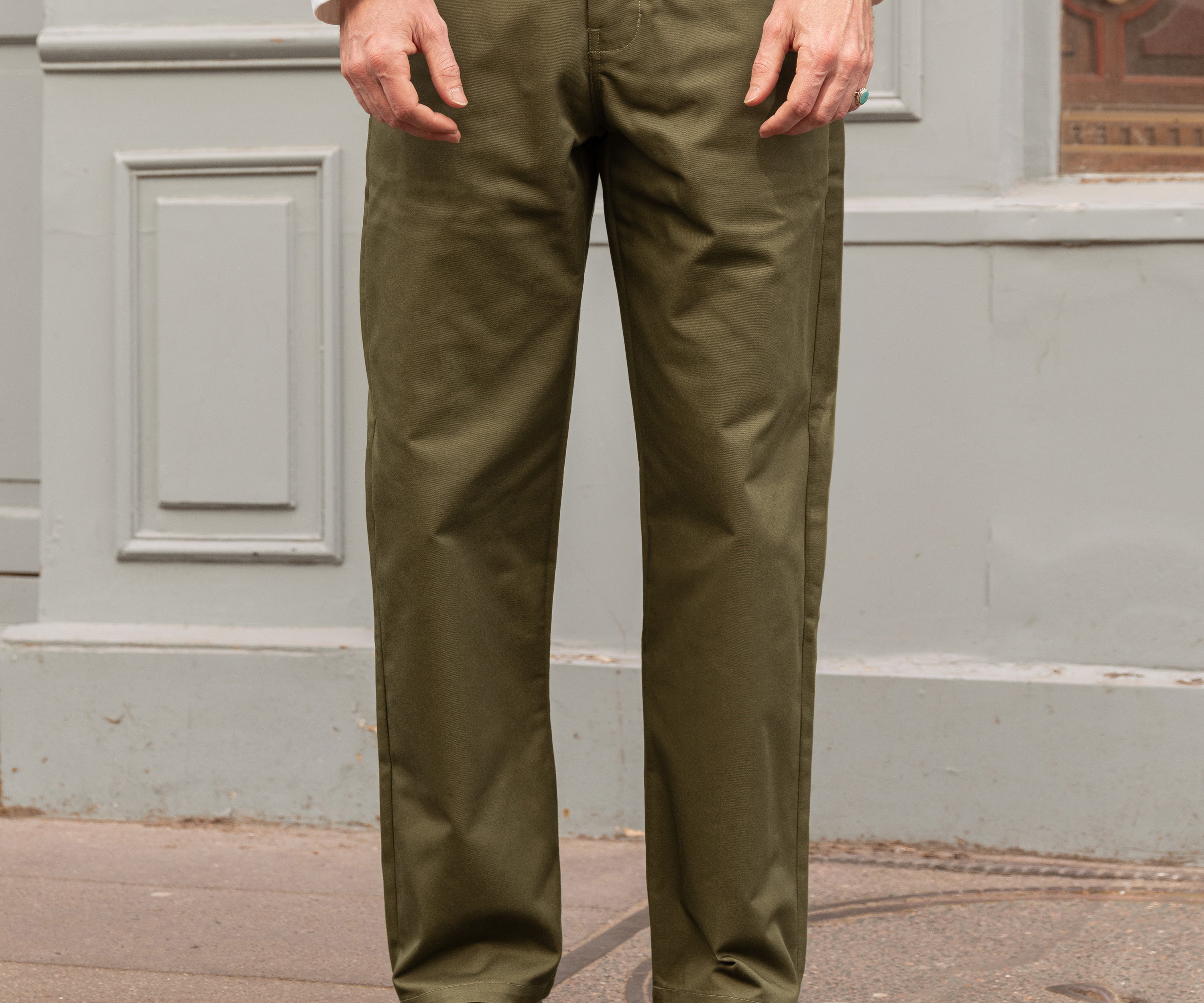 THE PLAIN FRONT PANTS Pants US26 / OLIVE GREEN - BRUT Clothing US