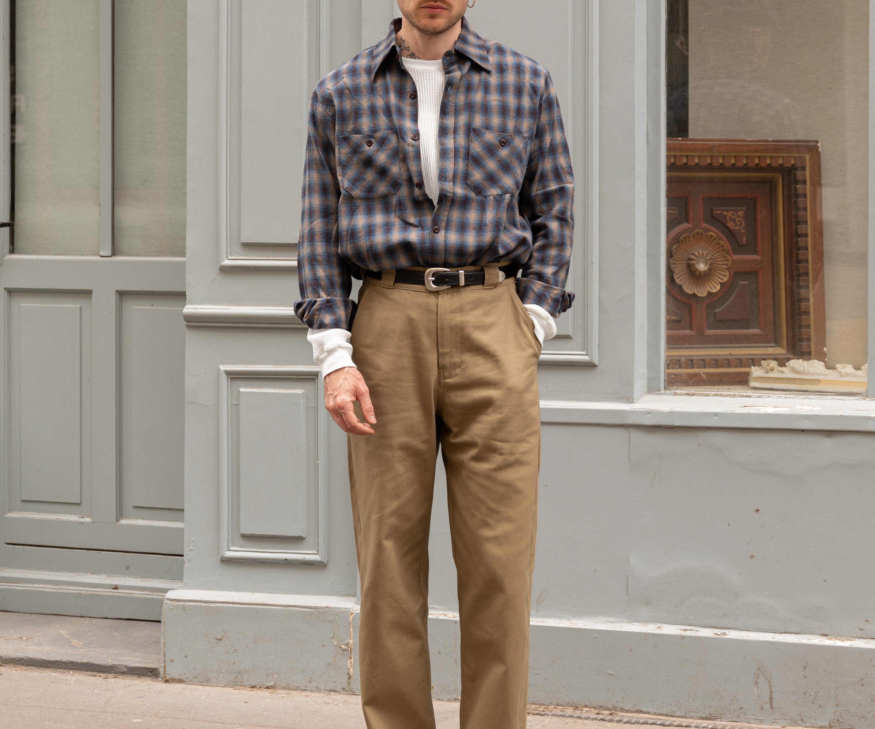 THE PLAIN FRONT PANTS Pants US26 / KHAKI HEAVY WEIGHT - BRUT Clothing US