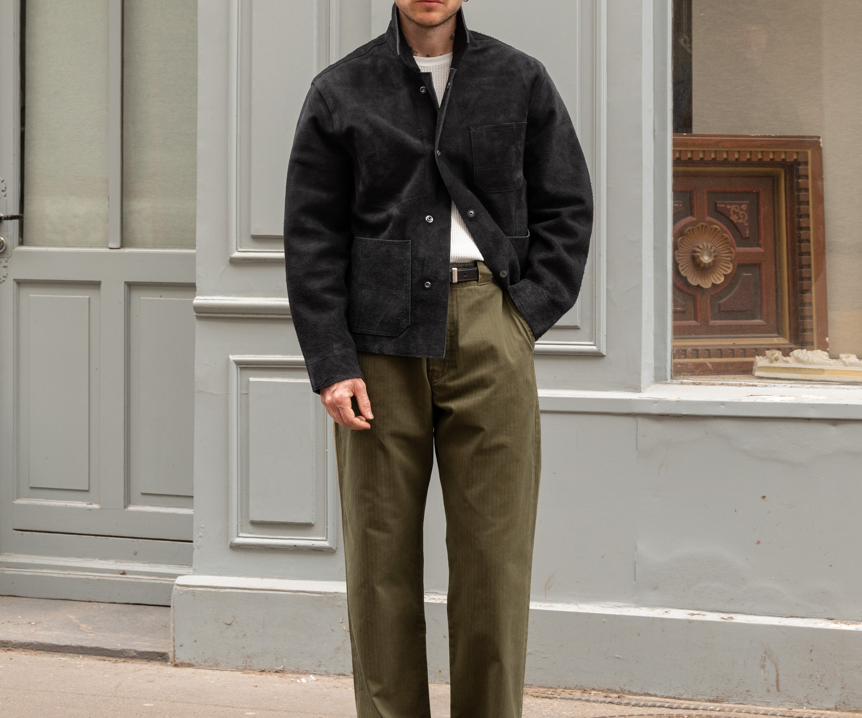 THE PLAIN FRONT PANTS Pants US26 / HBT OLIVE GREEN - BRUT Clothing US