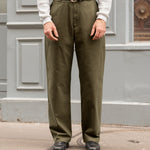 THE PLAIN FRONT PANTS Pants US26 / HBT OLIVE GREEN - BRUT Clothing US