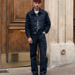 THE PLEATED SELVEDGE DENIM JACKET Coats & Jackets X-SMALL / RAW INDIGO - BRUT Clothing US