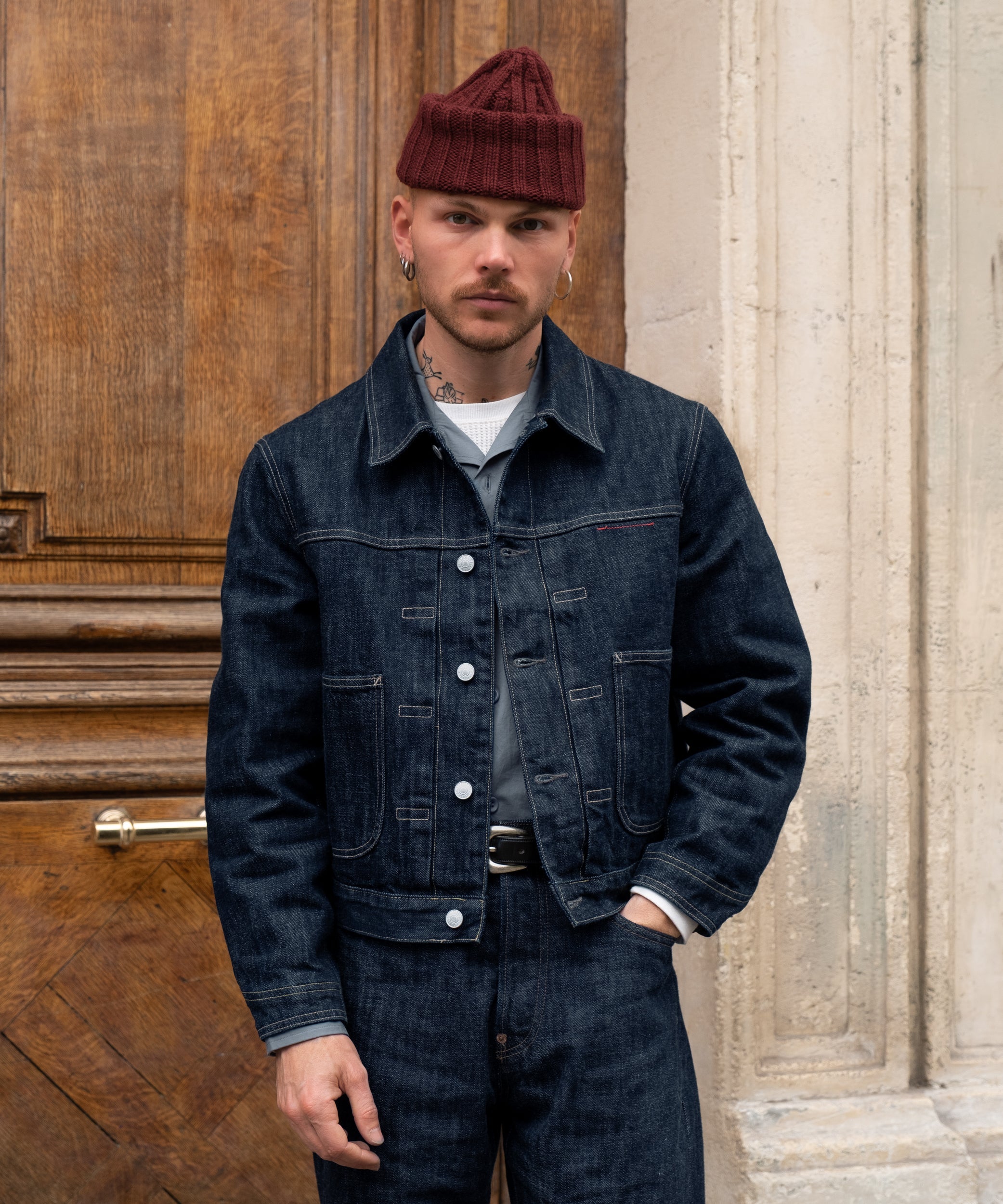 THE PLEATED SELVEDGE DENIM JACKET - RAW INDIGO | BRUT CLOTHING