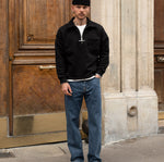 THE ZIPPED POLO Sweatshirts X-SMALL / BLACK - BRUT Clothing US