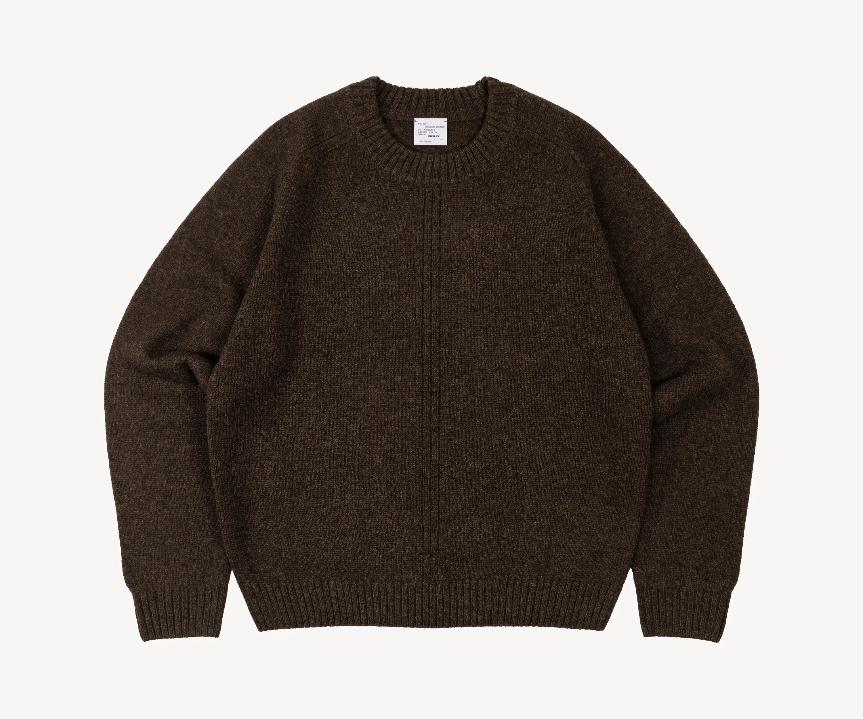 THE BEST SHETLAND SWEATER Knitwear X-SMALL / BROWN - BRUT Clothing US