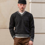 THE V-NECK SHETLAND Knitwear SMALL / DARK GREY - BRUT Clothing US
