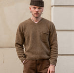 THE V-NECK SHETLAND Knitwear SMALL / BROWN - BRUT Clothing US