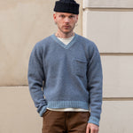 THE V-NECK SHETLAND Knitwear SMALL / MEDIUM BLUE - BRUT Clothing US
