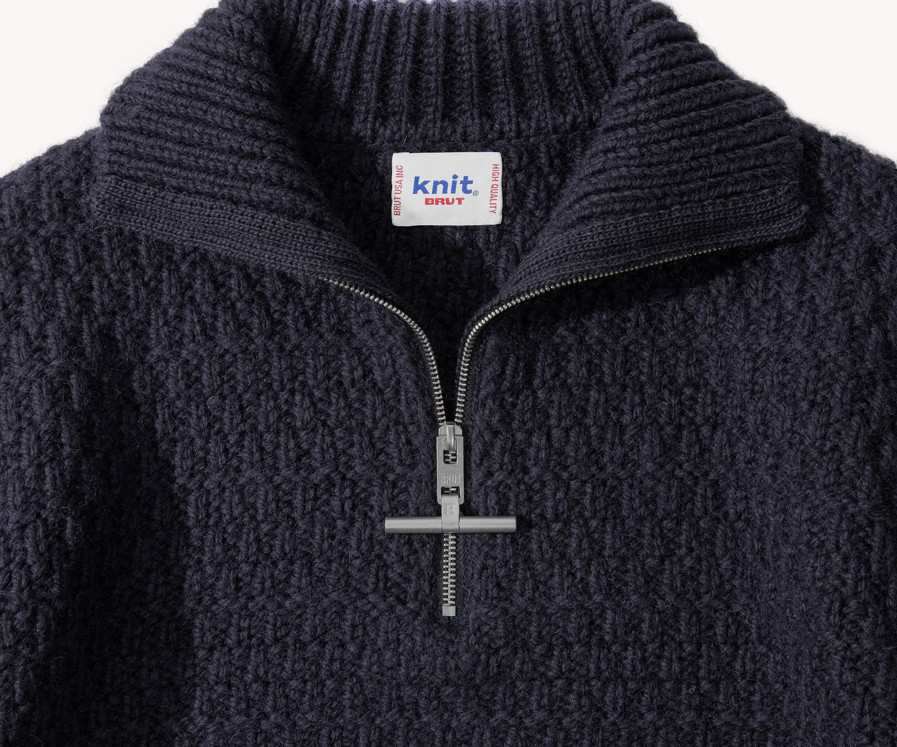 THE WHEAT TRUCKER SWEATER Knitwear SMALL / NAVY - BRUT Clothing US