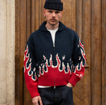 THE WARMEST ZIPPED SWEATER Knitwear SMALL / BLUE / RED - BRUT Clothing US