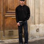 THE THREE BUTTONS POLO Knitwear X-SMALL / BLACK - BRUT Clothing US