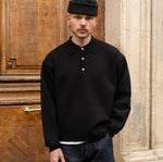 THE THREE BUTTONS POLO Knitwear X-SMALL / BLACK - BRUT Clothing US