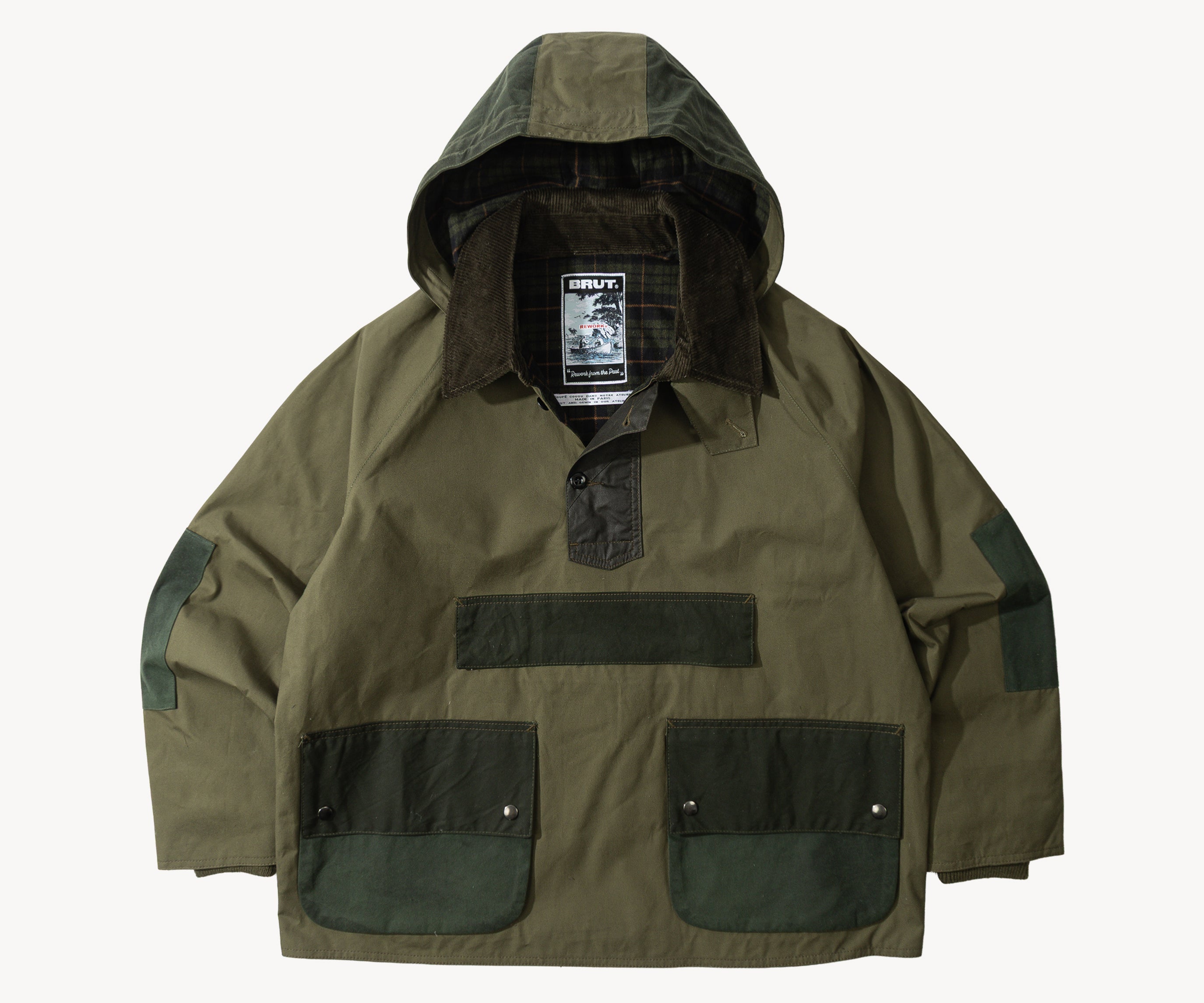 REWORK® POP-OVER WAX JACKET - N° 020 Accessories GREEN / LARGE - BRUT Clothing US