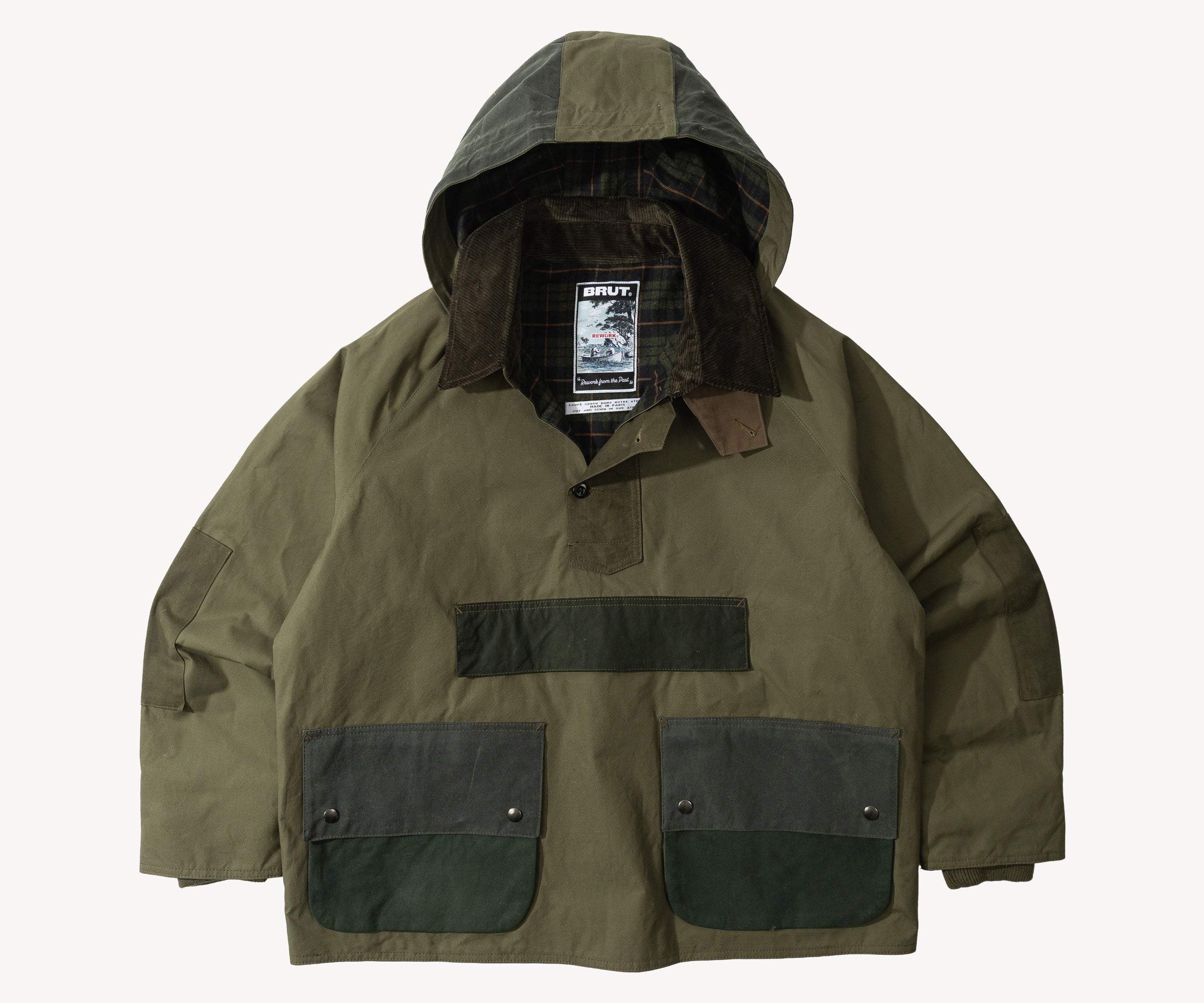 REWORK® POP-OVER WAX JACKET - N° 022 Accessories GREEN / LARGE - BRUT Clothing US