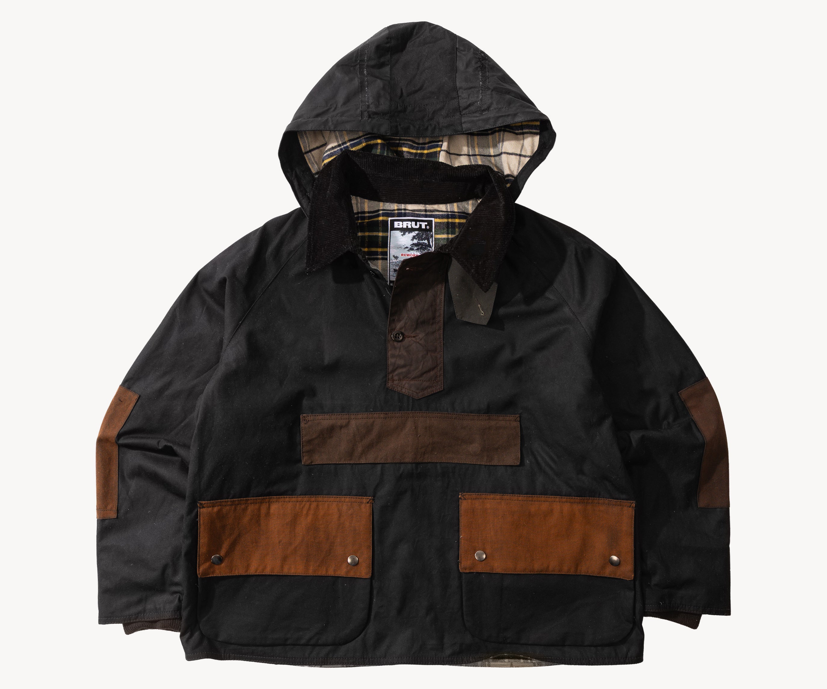 REWORK® POP-OVER WAX JACKET - N° 012 Coats & Jackets BROWN / MEDIUM - BRUT Clothing US