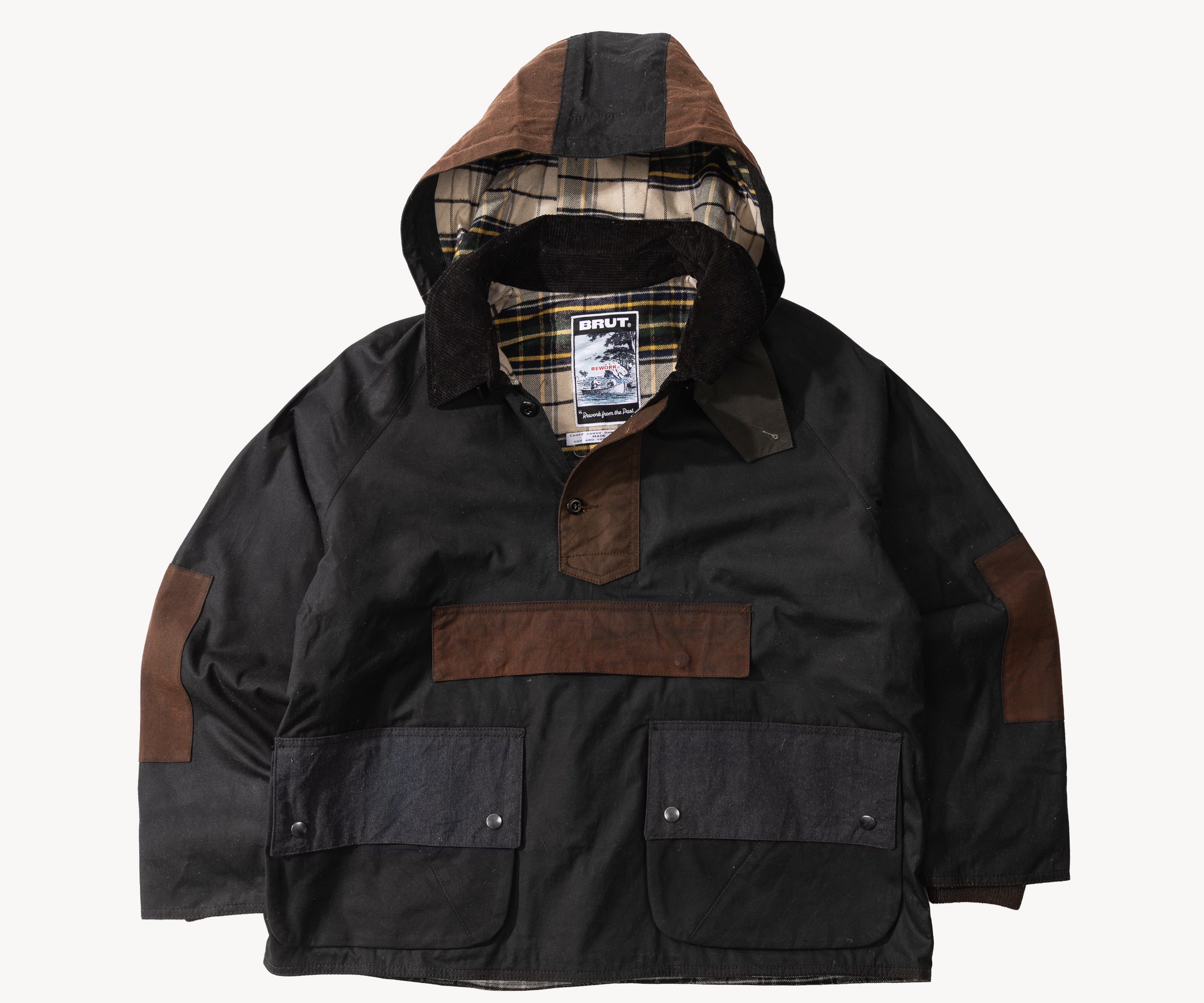 REWORK® POP-OVER WAX JACKET - N° 013 Coats & Jackets BROWN / MEDIUM - BRUT Clothing US
