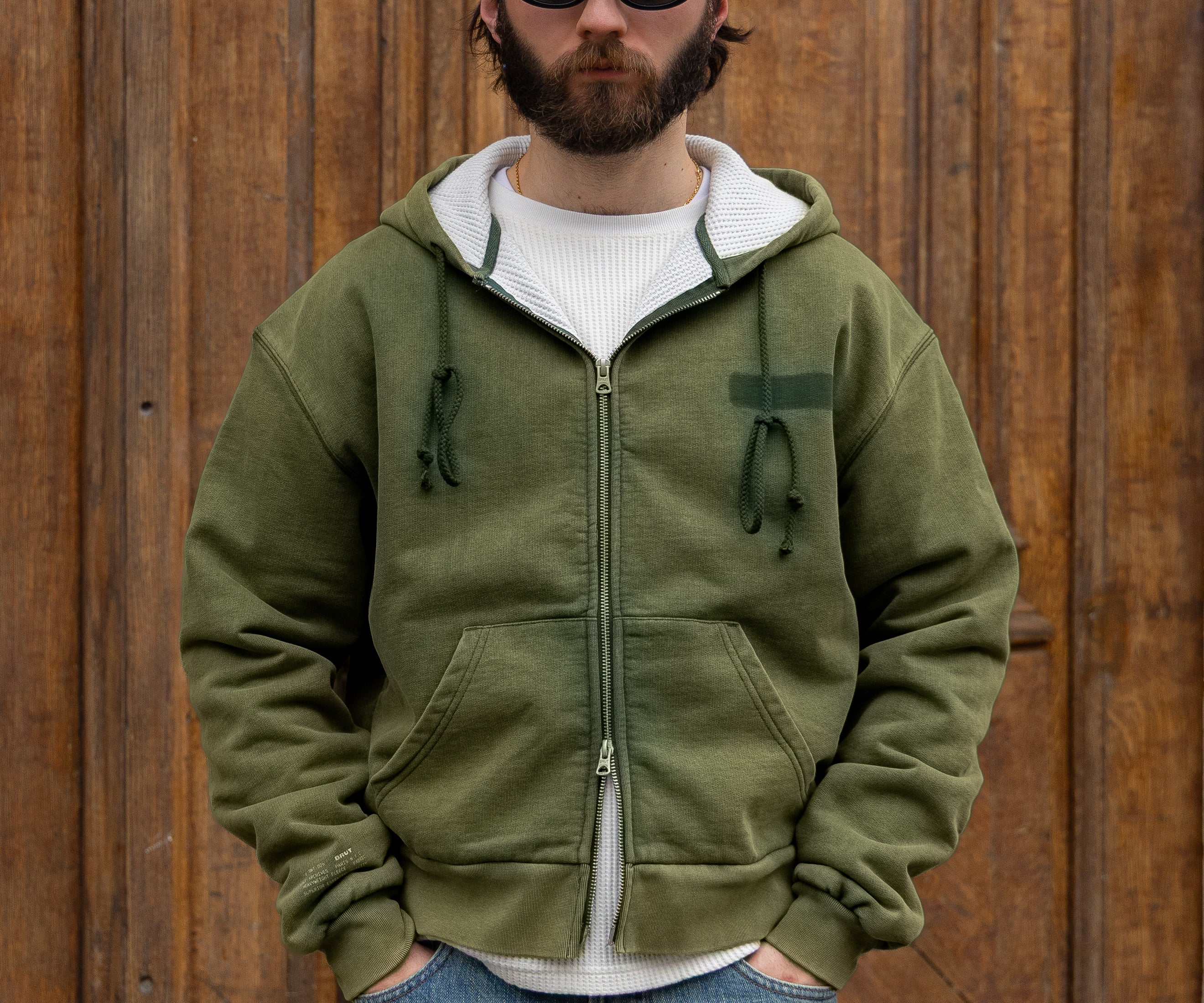 THE RAGGED THERMAL HOODIE Sweatshirts X-SMALL / FADED GREEN - BRUT Clothing US