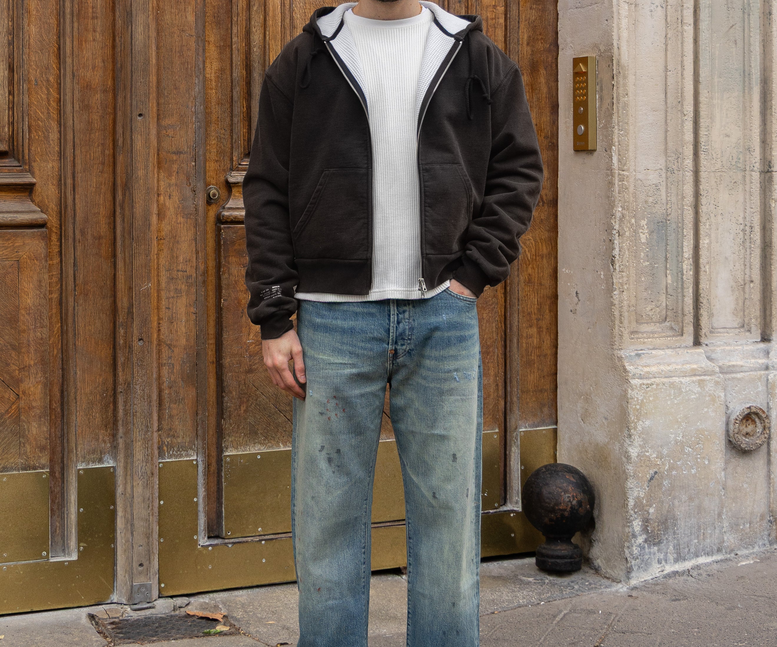 THE RAGGED THERMAL HOODIE Sweatshirts X-SMALL / FADED BLACK - BRUT Clothing US