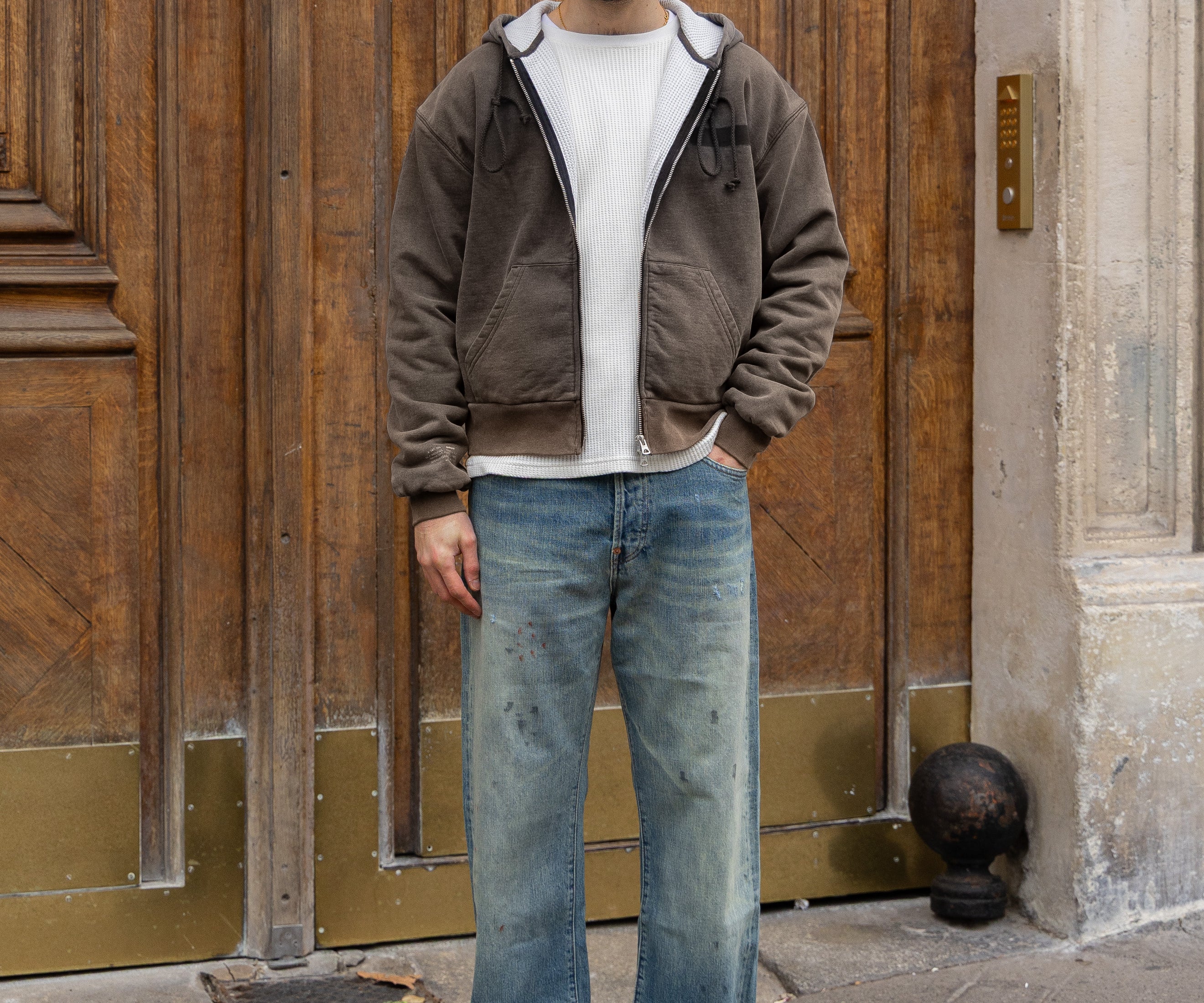 THE RAGGED THERMAL HOODIE Sweatshirts X-SMALL / FADED GREY - BRUT Clothing US