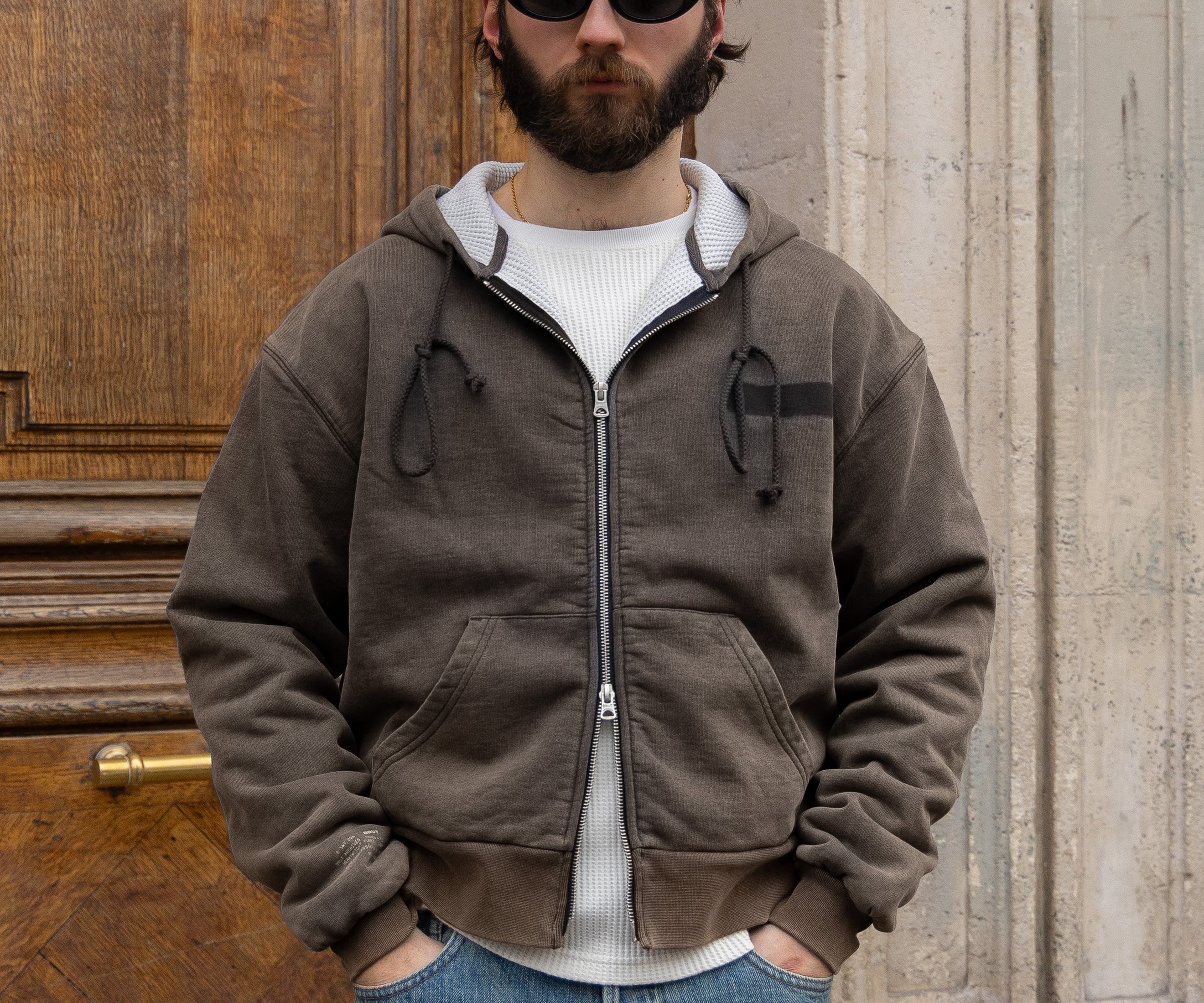 THE RAGGED THERMAL HOODIE Sweatshirts X-SMALL / FADED GREY - BRUT Clothing US