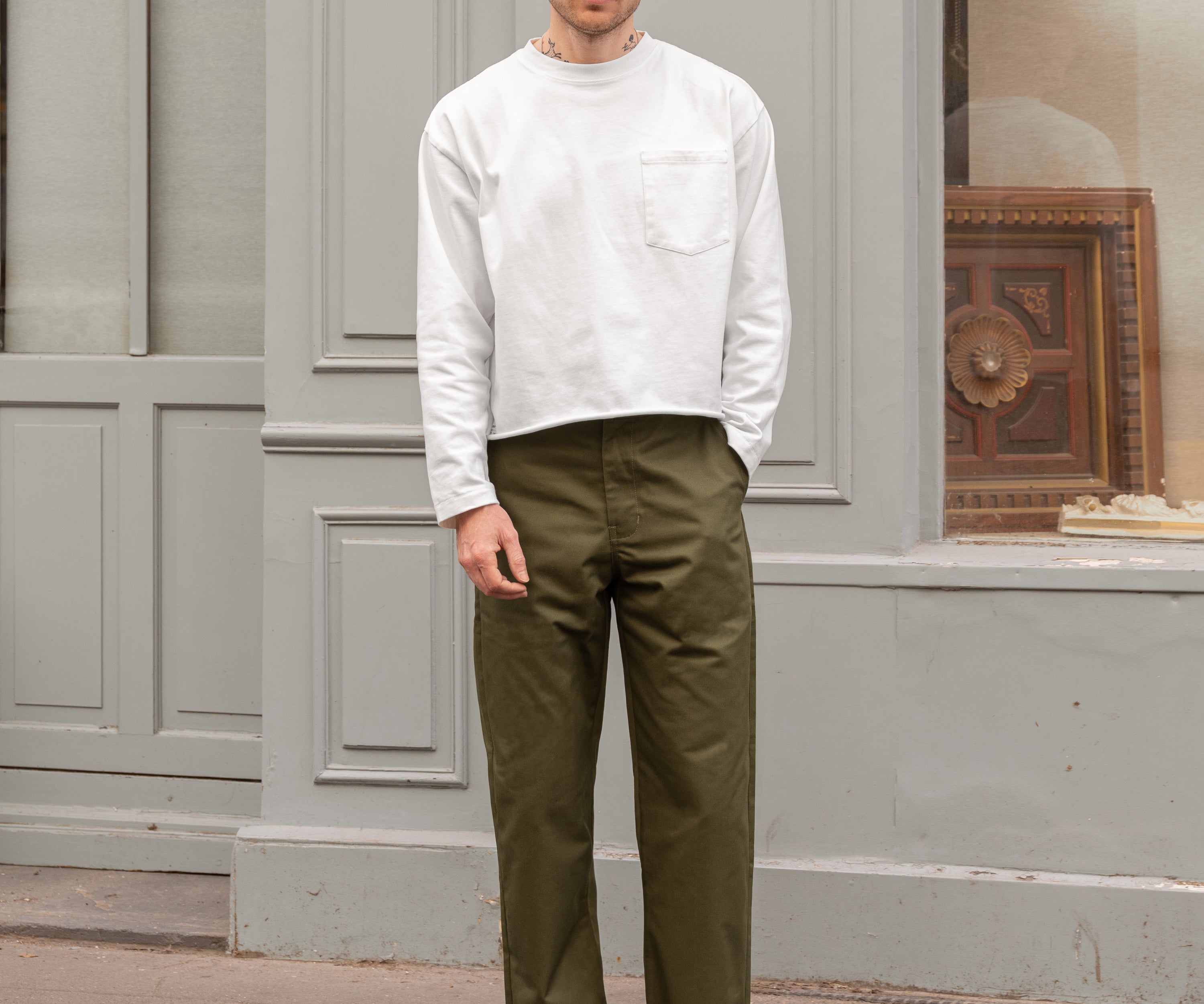 THE PLAIN FRONT PANTS Pants US26 / OLIVE GREEN - BRUT Clothing US