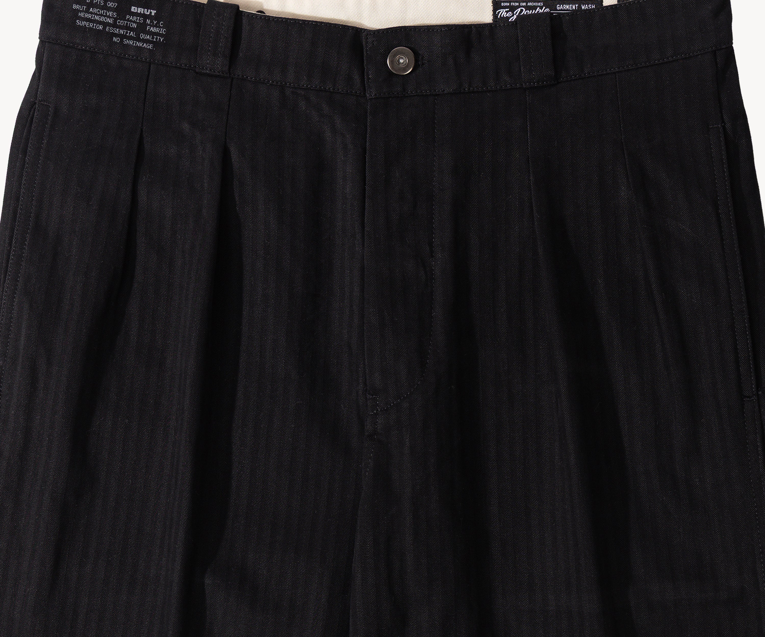 THE DOUBLE PLEAT PANTS Pants US26 / BLACK - BRUT Clothing US