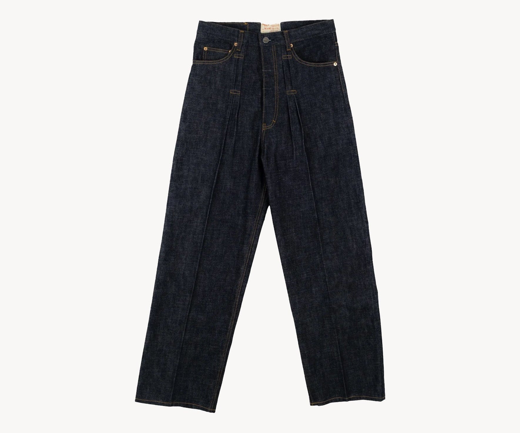 THE DOUBLE PLEATED DENIM Pants US28 / RAW INDIGO - BRUT Clothing US