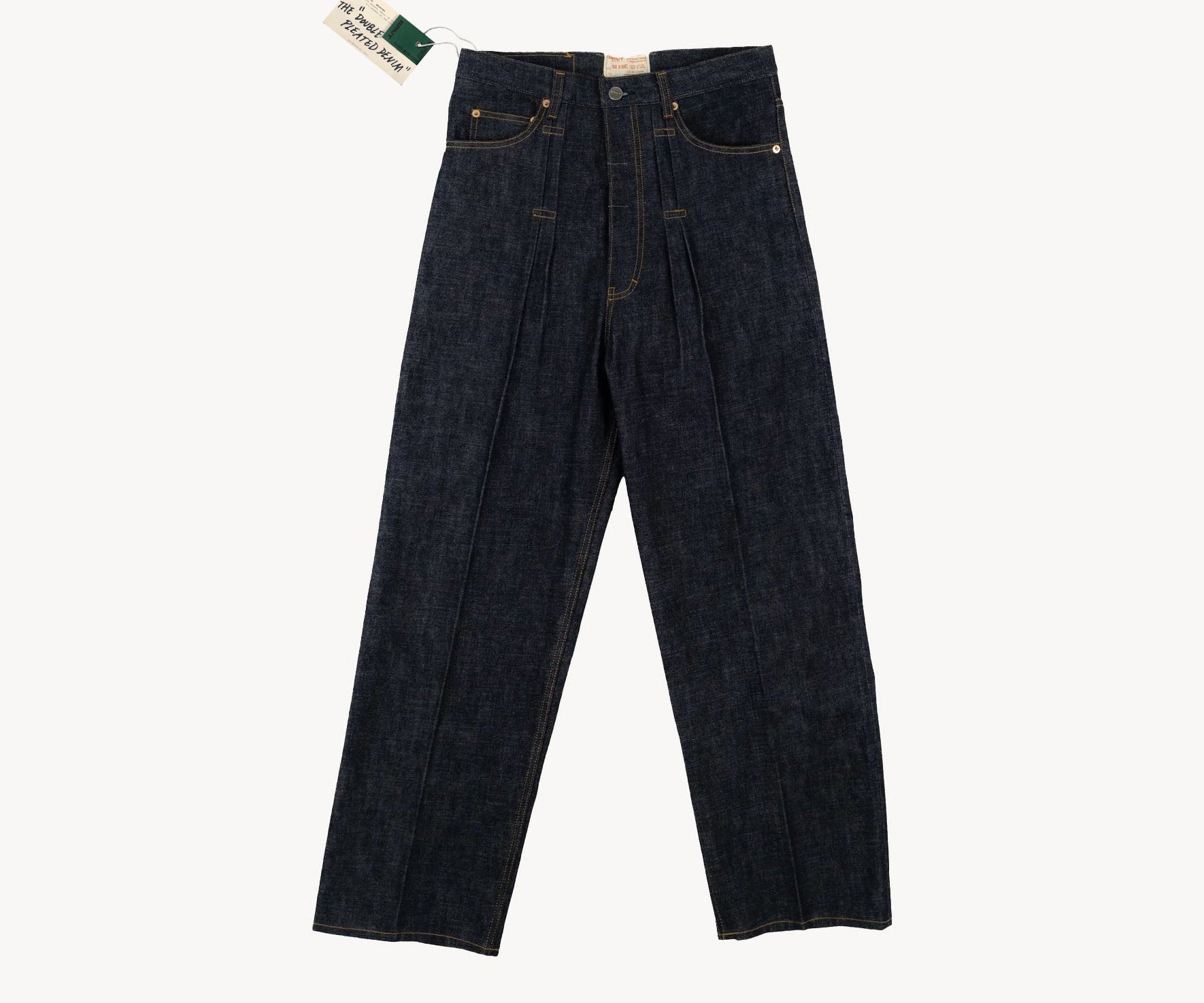 REWORK® DOUBLE PLEATED DENIM Pants US28 / RAW INDIGO - BRUT Clothing US