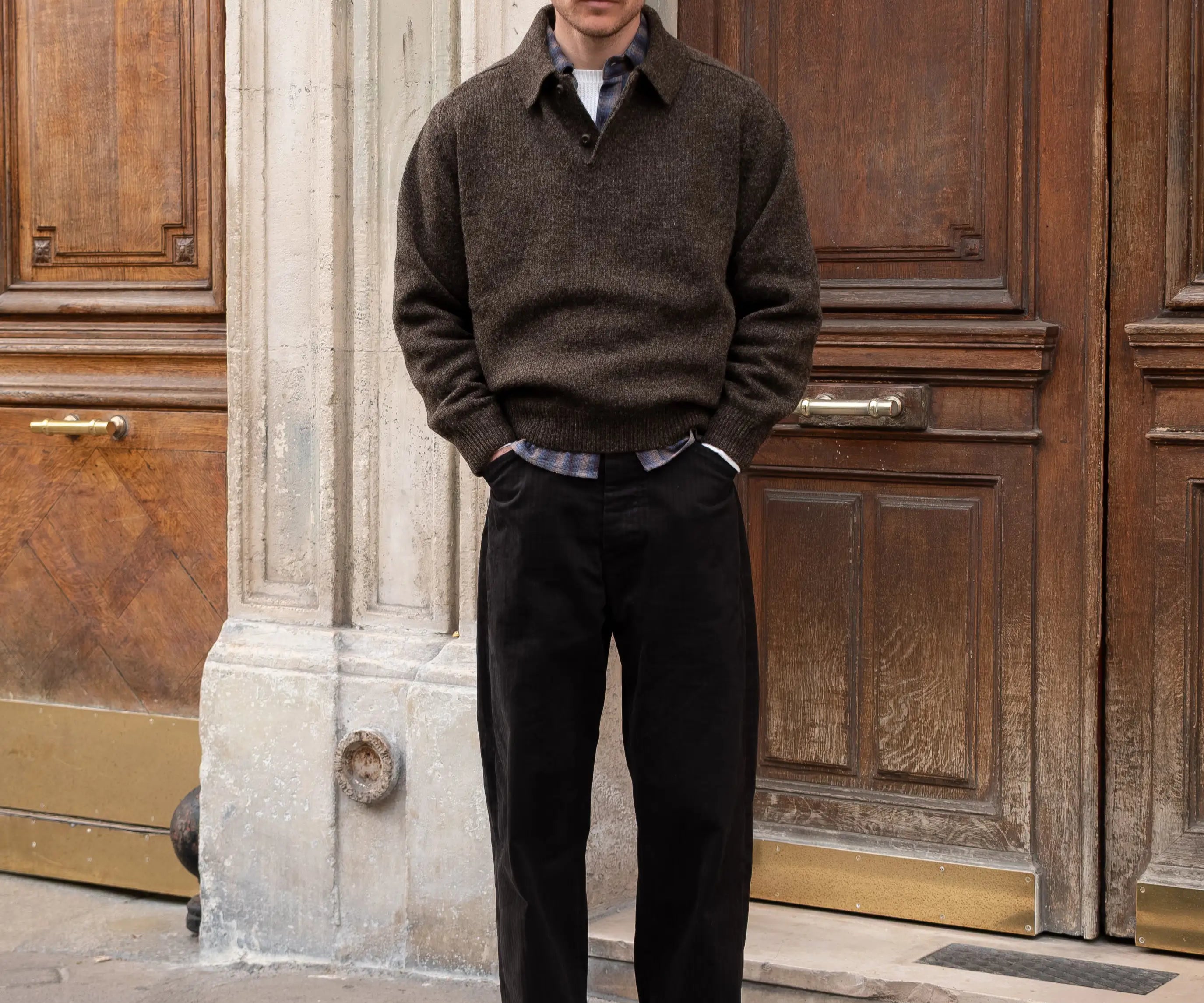 THE BEST SHETLAND POLO Knitwear X-SMALL / BROWN - BRUT Clothing US