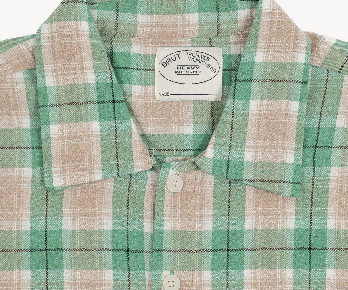 THE OVERSIZED WORK SHIRT Shirts X-SMALL / GREEN BEIGE - BRUT Clothing US