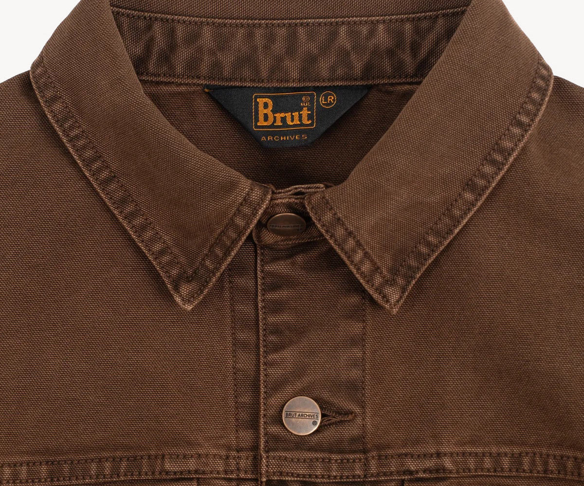THE PLEATED RIVET JACKET Coats & Jackets X-SMALL / BROWN - BRUT Clothing US