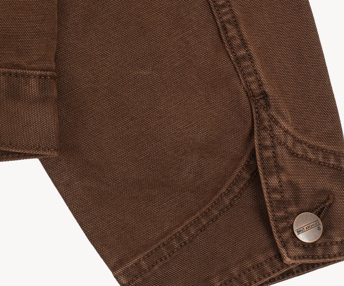 THE PLEATED RIVET JACKET Coats & Jackets X-SMALL / BROWN - BRUT Clothing US
