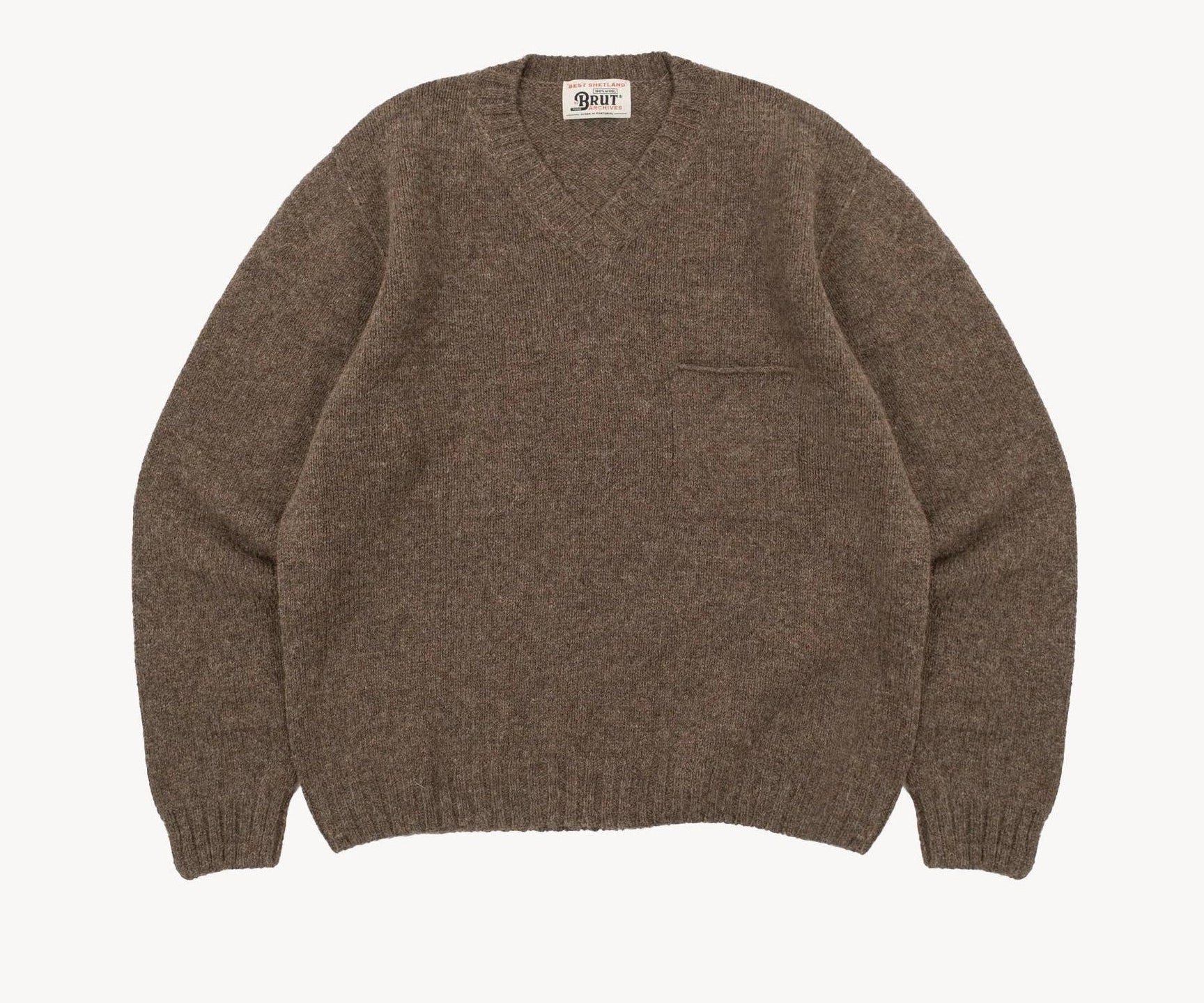 THE V-NECK SHETLAND Knitwear SMALL / BROWN - BRUT Clothing US