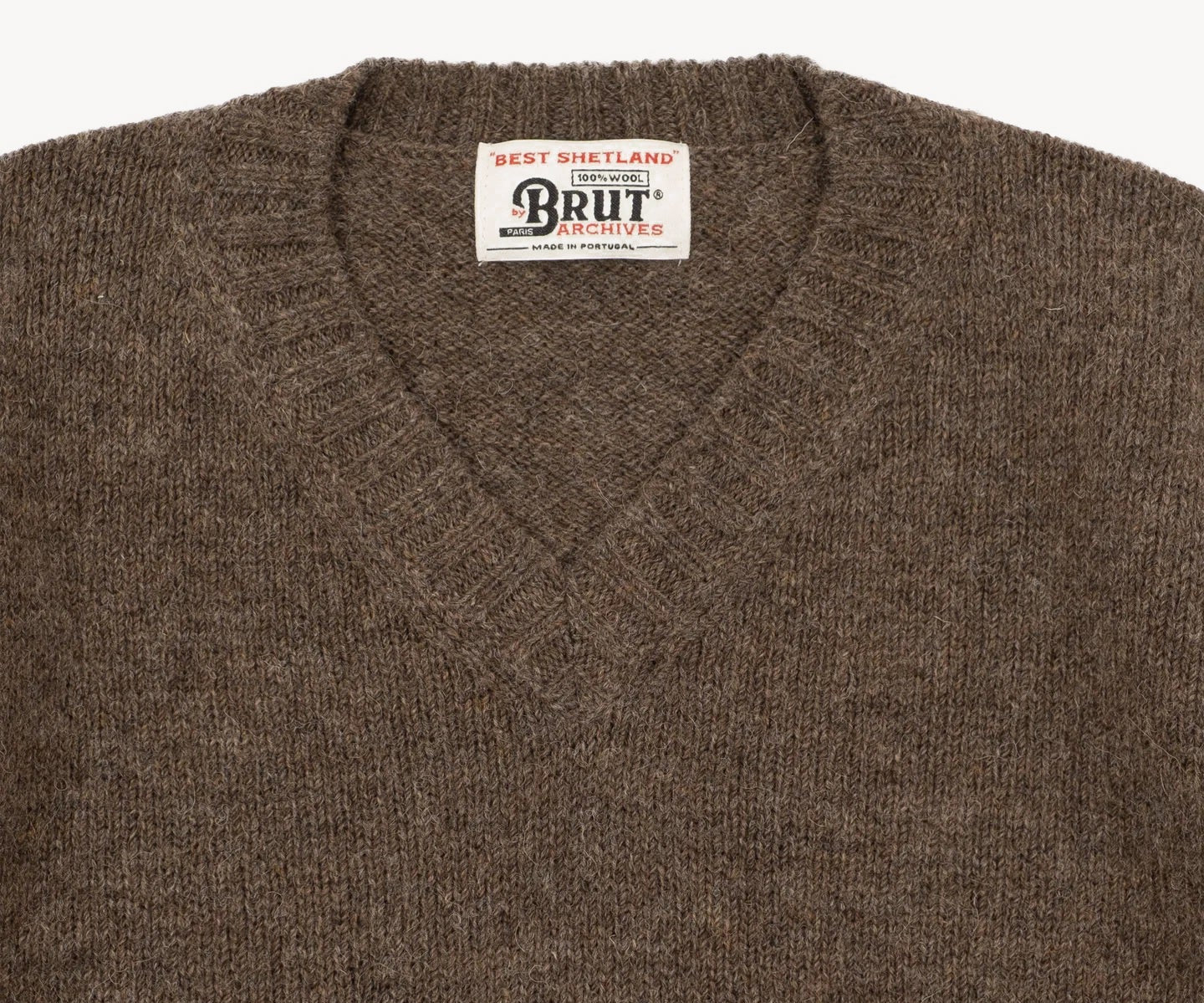 THE V-NECK SHETLAND Knitwear SMALL / BROWN - BRUT Clothing US